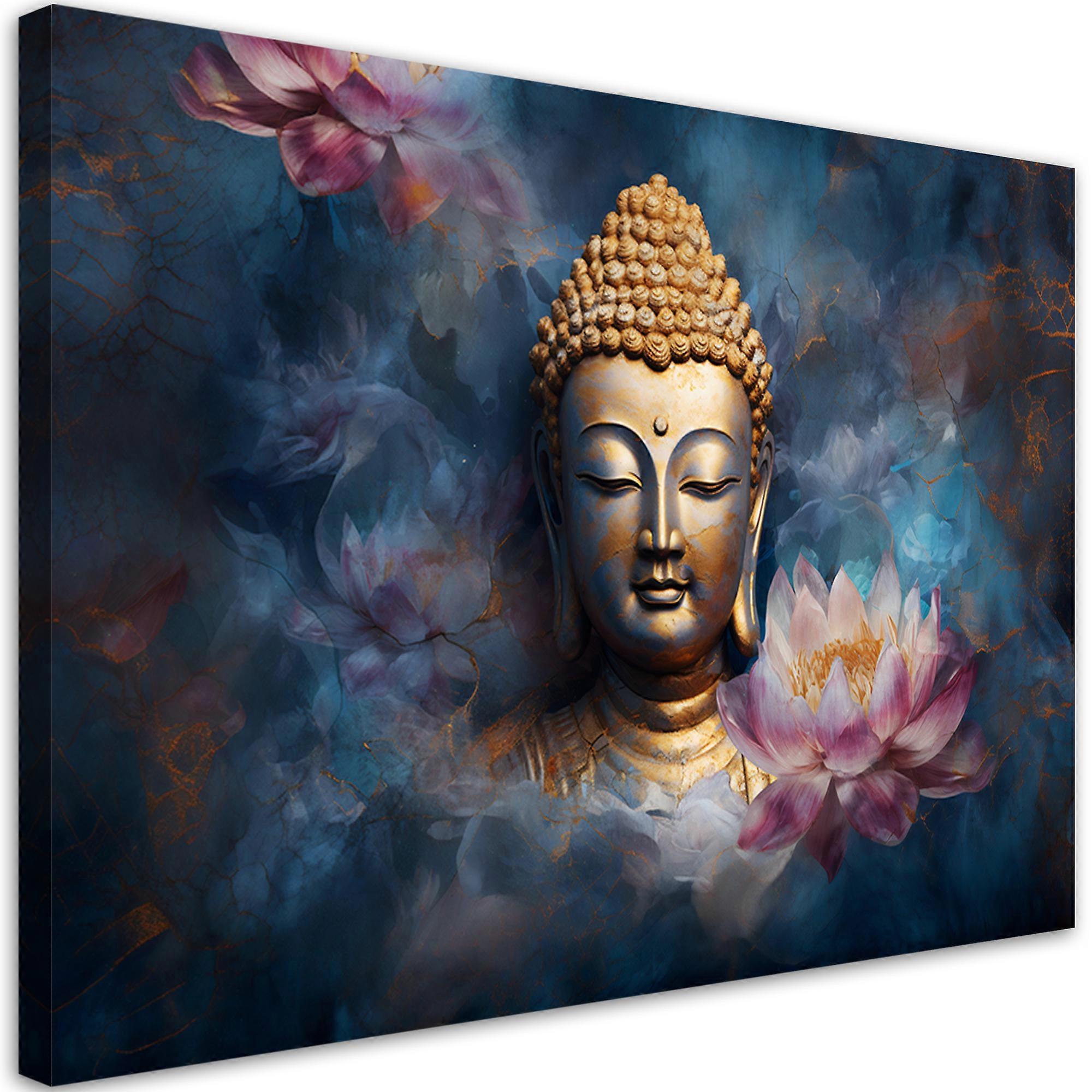 Lienzo, Buda y flores zen - 120x80