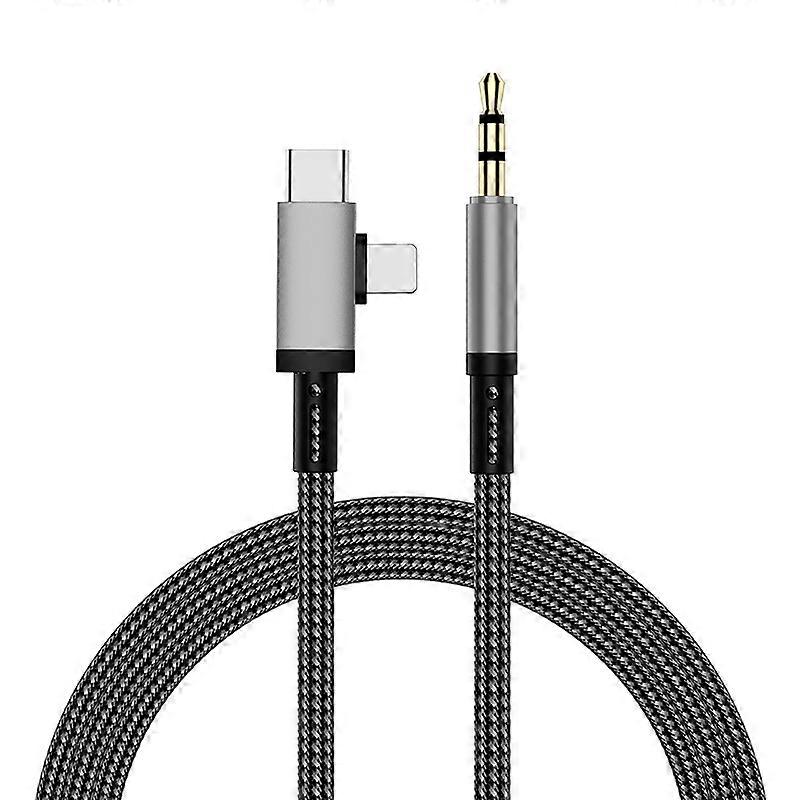 2 in 1 8 Pin, USB-C / Type-C to 3.5mm Car AUX Audio Adapter Cable 1m