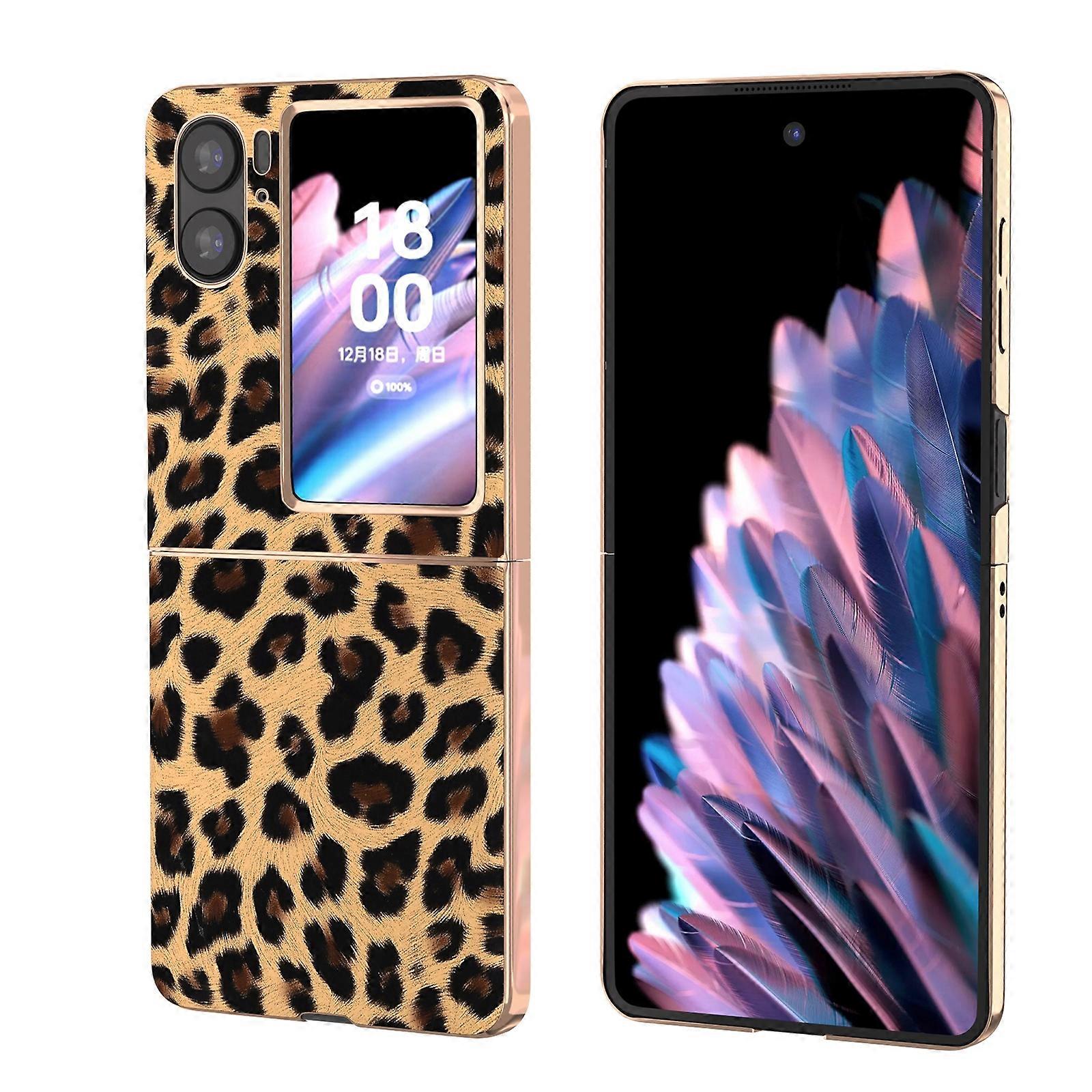 Nano Plating Leopard Texture Phone Case For OPPO Find N2 Flip