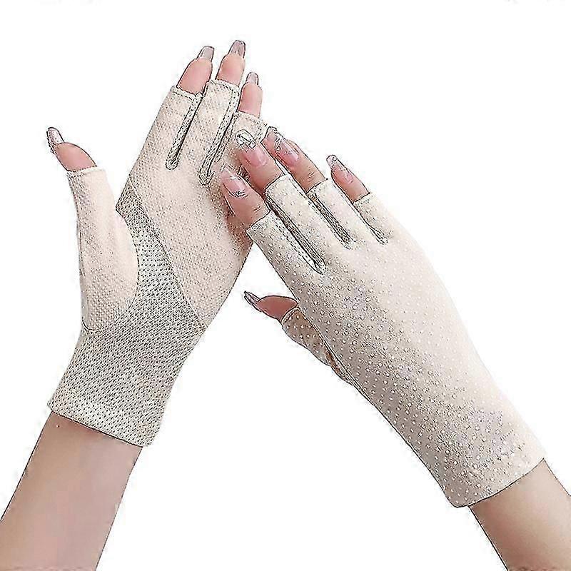 sommer kvinders tynde bomuld fingerløse cykelhandsker skridsikre åndbare solcreme kørehandsker
