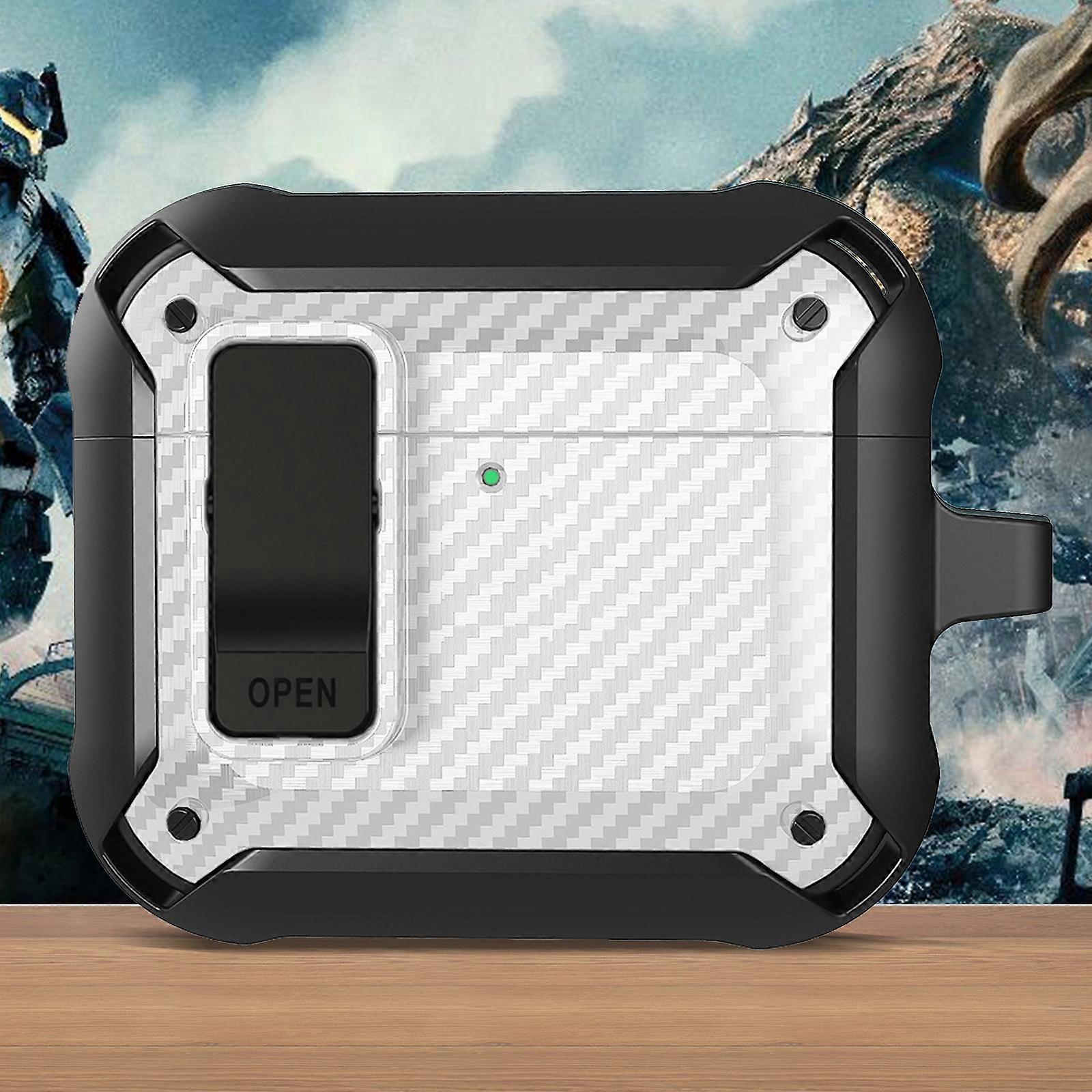 For AirPods 4 Bumblebee Carbon Fiber Shockproof Protective Case with Switch