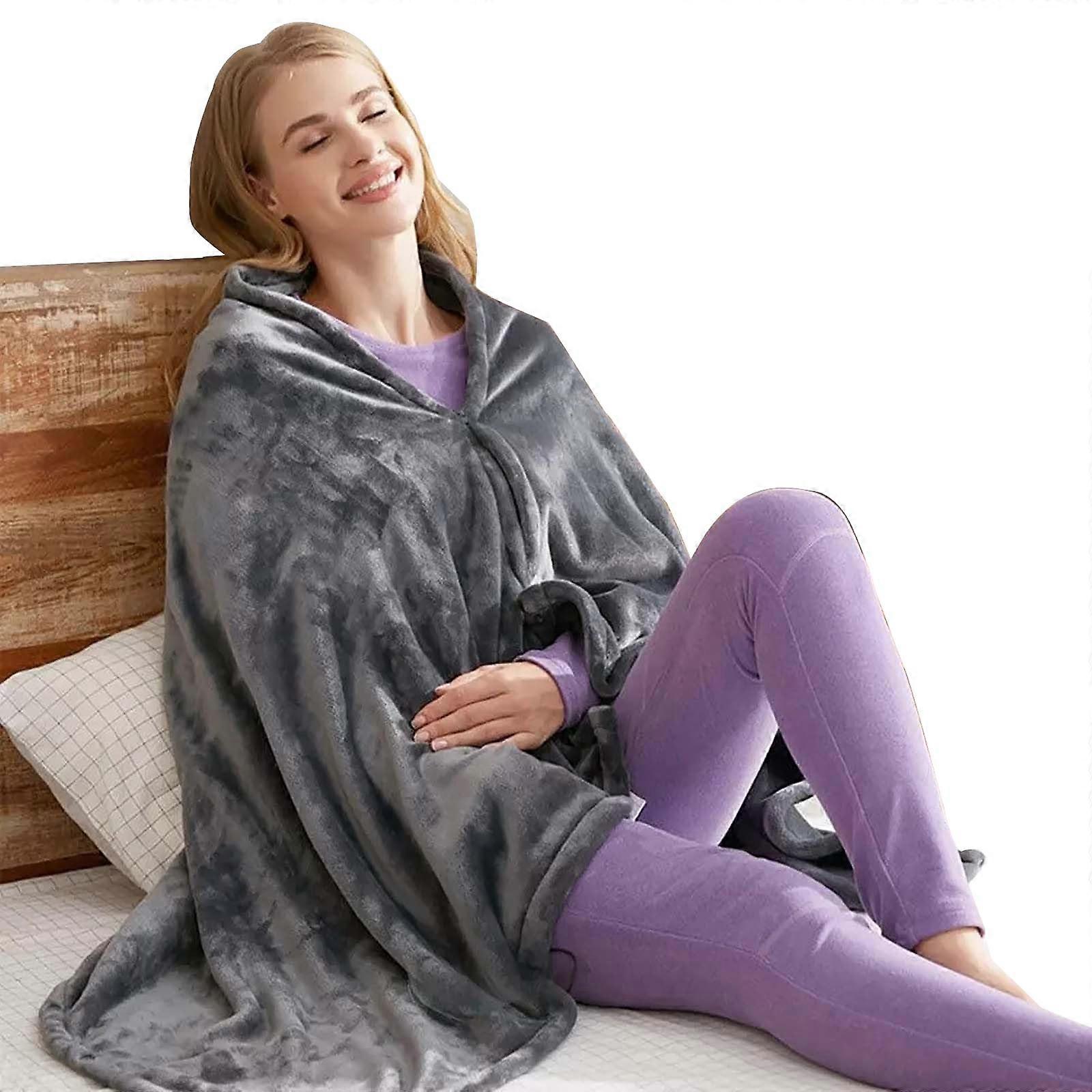 Heating Blanket for Neck and Shoulder - USB Rechargeable Heated Throw - Winter Nap Blanket - Soft Fabric - Portable Design
