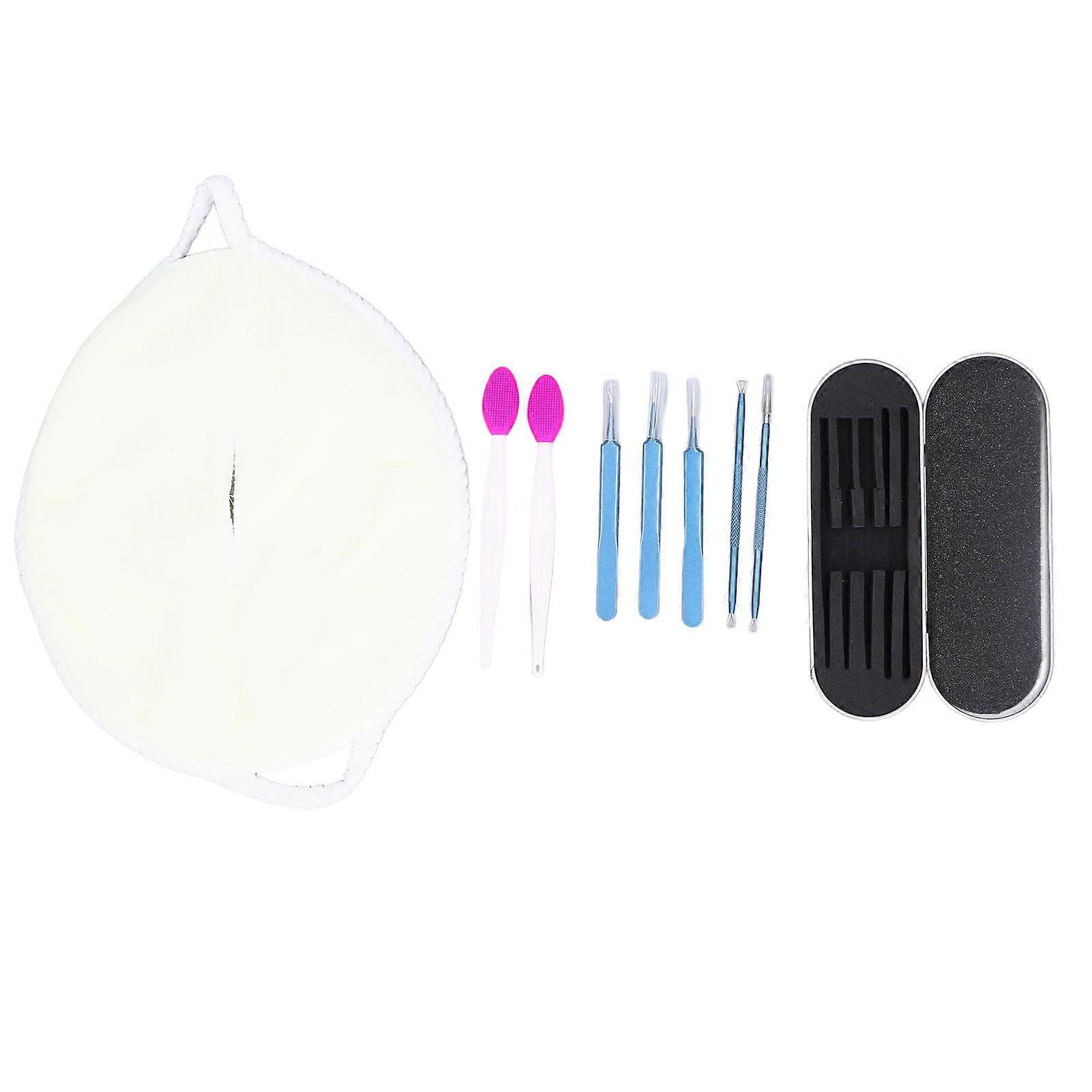 Blackhead Remover Tweezers with Hot Compress Towel Clean Brush Portable Pimple Popper Tool Kit for Home