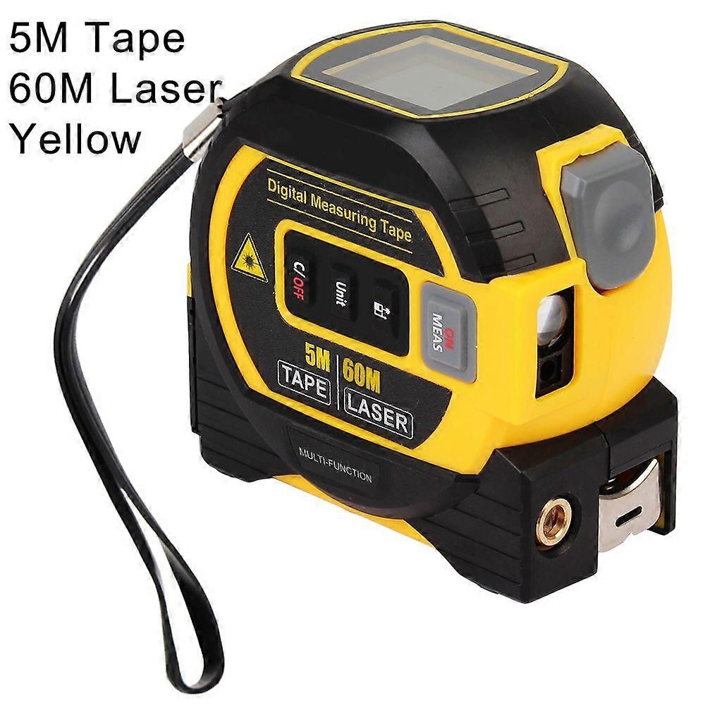 Laser Rangefinder LCD Display with Backlight Building Measurement Device 3 in 1 5M Tape Measure Ruler Distance Meter