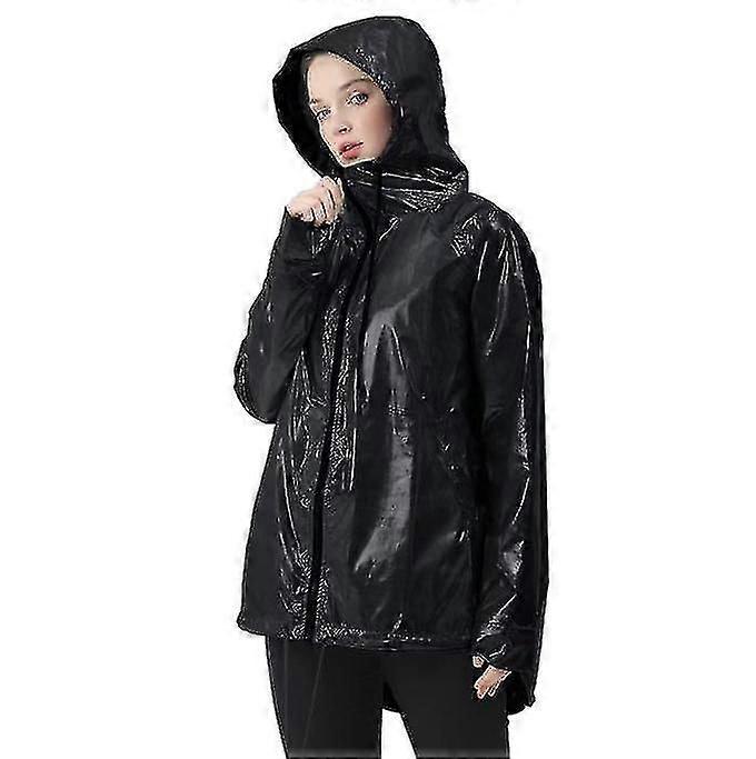Jaqueta de chuva impermeável feminina leve com capuz