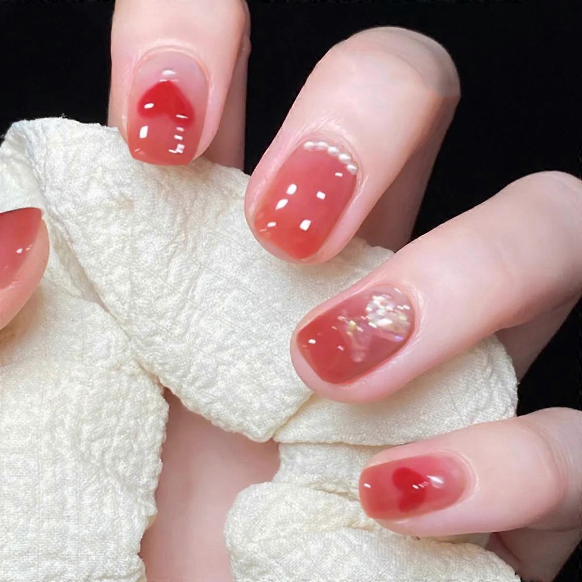 24PCS Cute Bear Nail Patch Sweet Style Unique Trendy Pattern Nail Pieces