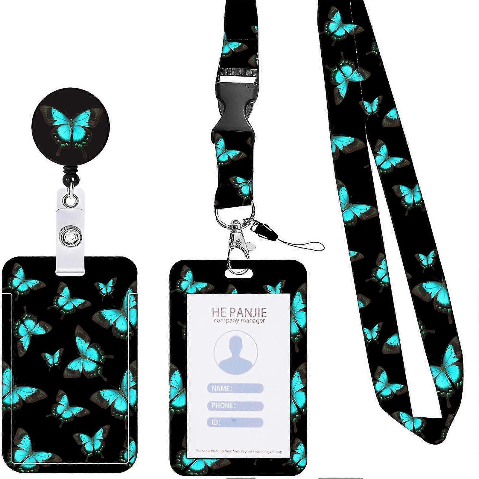Portable Retractable Badge Holder with Transparent Storage Lanyard Attachment and Versatile Wear Options Featuring Diverse Pattern Printing