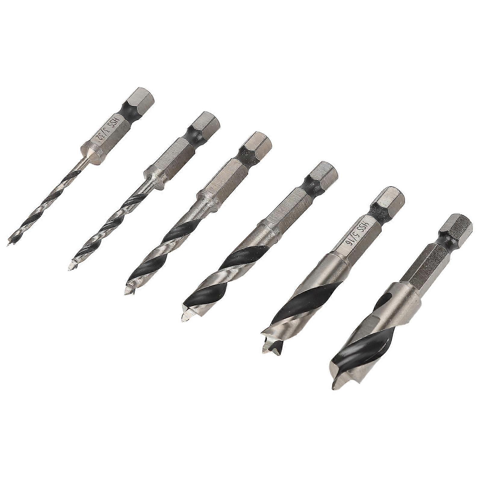 Steel Imperial Wood Drills Bits 6Pcs 3 Point Drill Bit High Speed for Woodworking Maple
