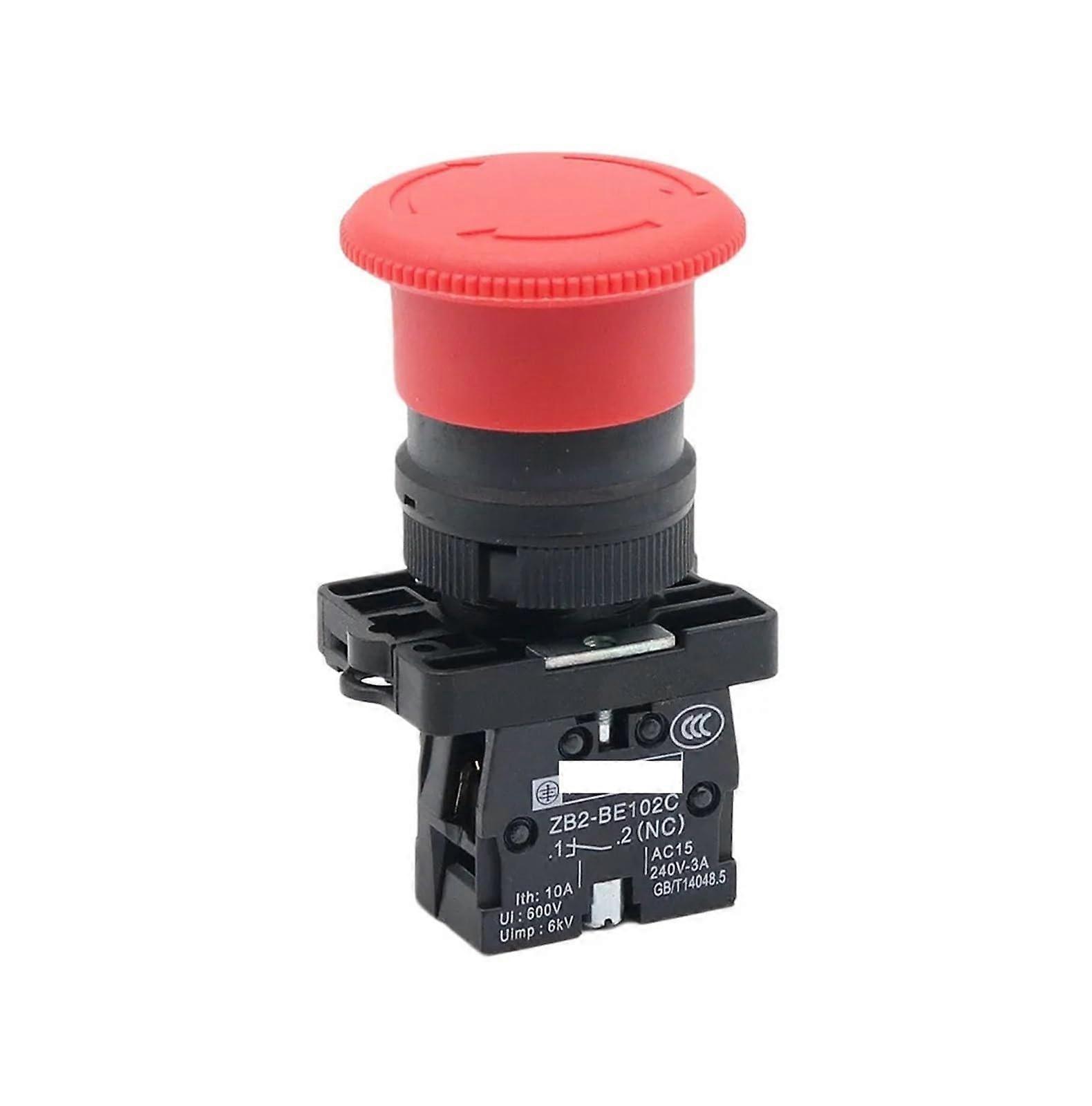 ZB2-ES542 22mm Red Mushroom Push Button Switch NC Emergency Stop Self-Locking Control Electrical Starter Switch