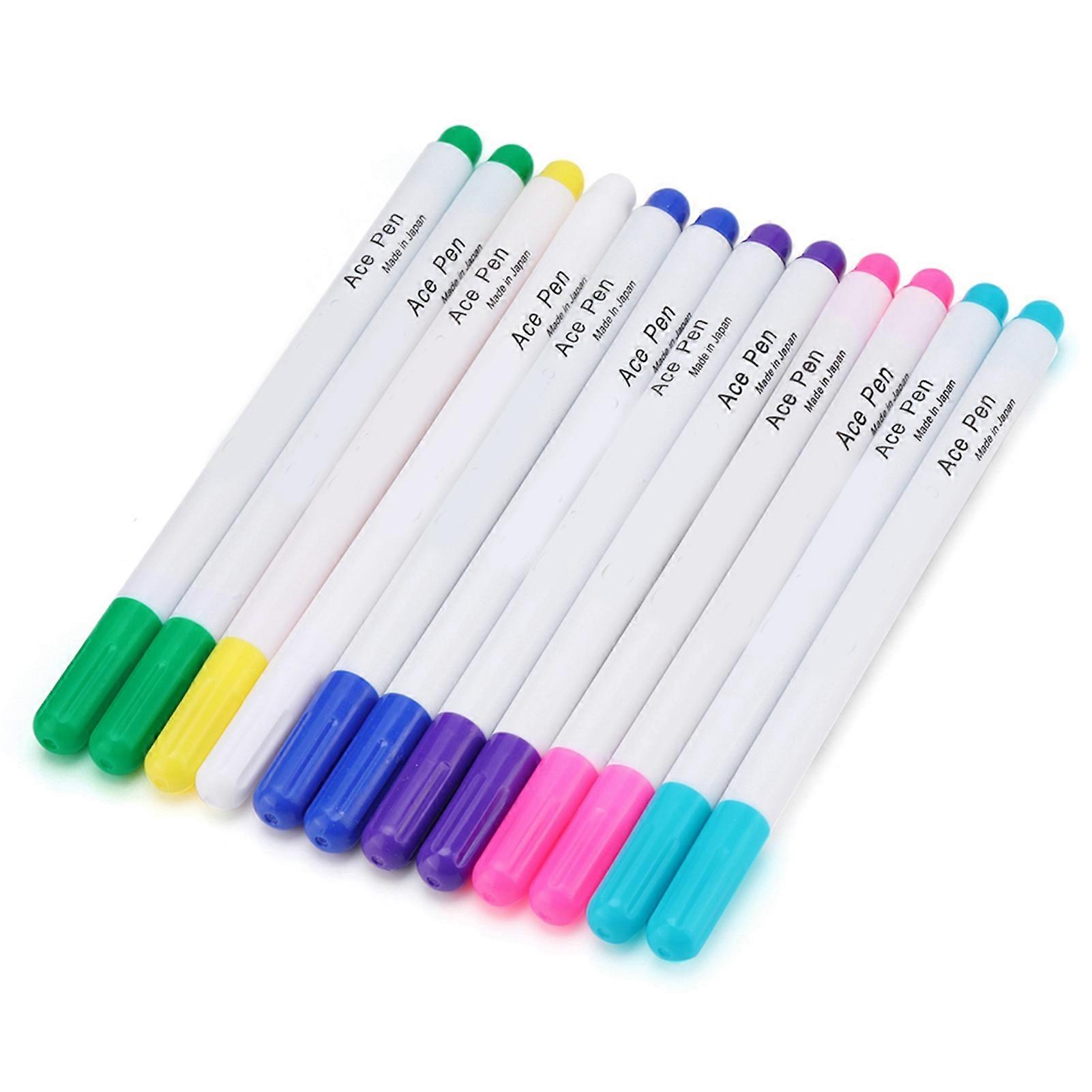 Stylos effaçables à l'eau, marqueurs pour tissu à encre effaçable et disparaissante, lot de 12, 7 couleurs