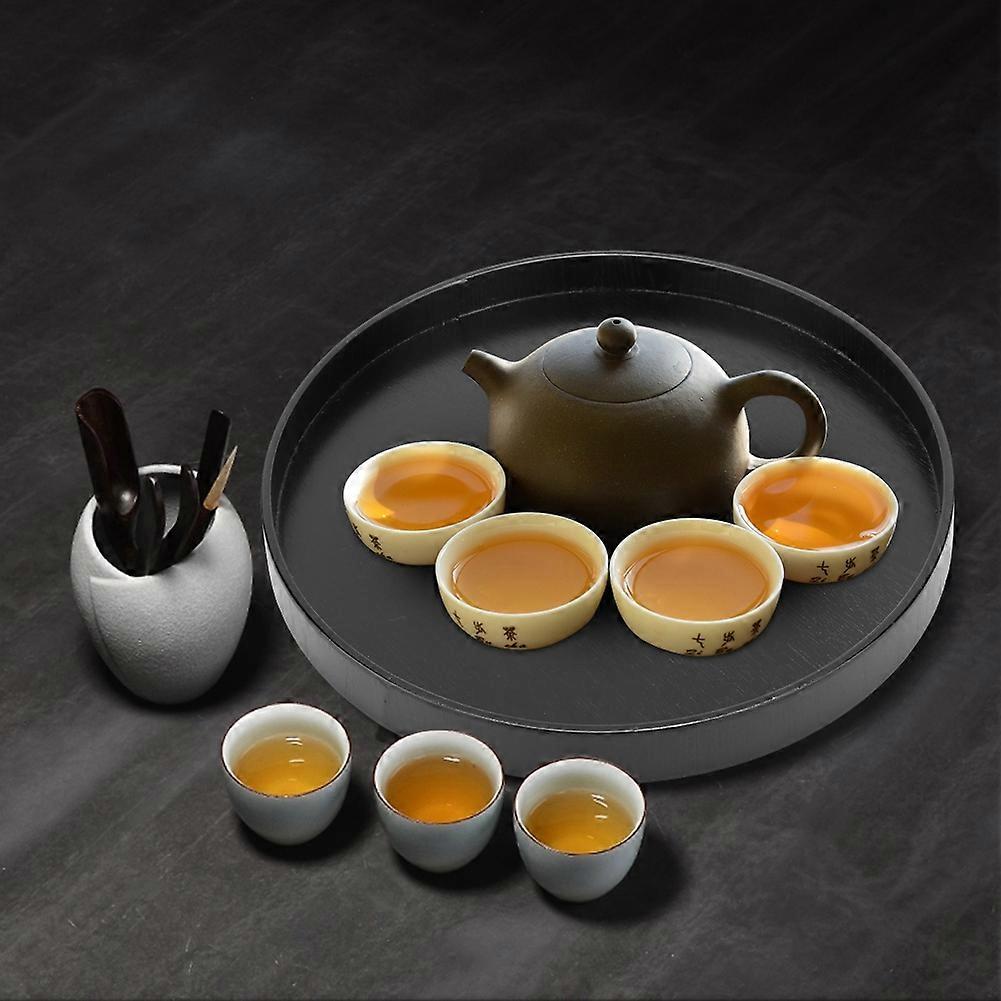 Wooden Tray, Anti Slip Tea Tray, Suitable for Home Office Dining Room for Breakfast, Coffee, Bar, Decorative Nesting Tray, Black.(27cm-Black)