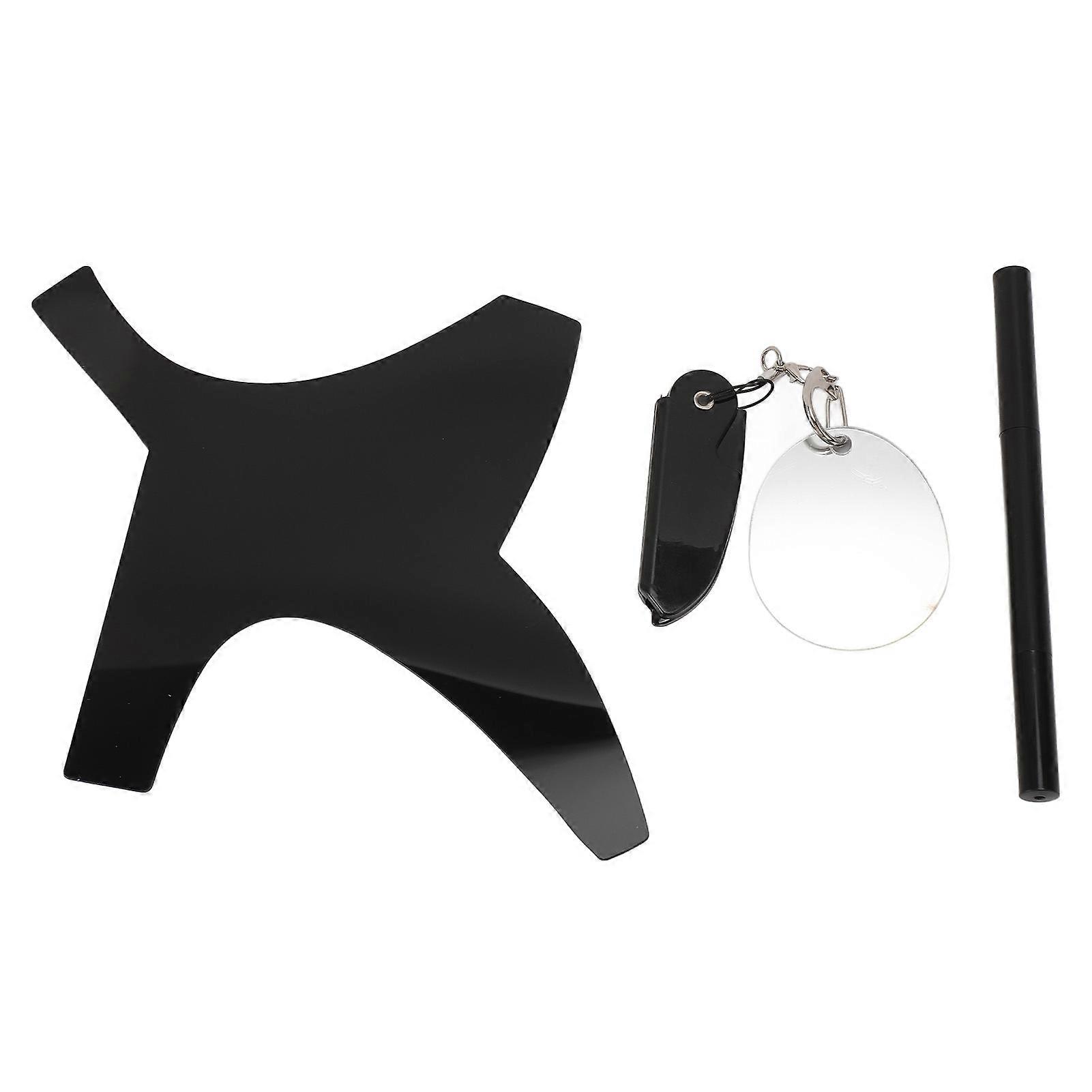 Beard Styling Template Beard Pen Comb Mirror Professional Trimming Styling for Men Black