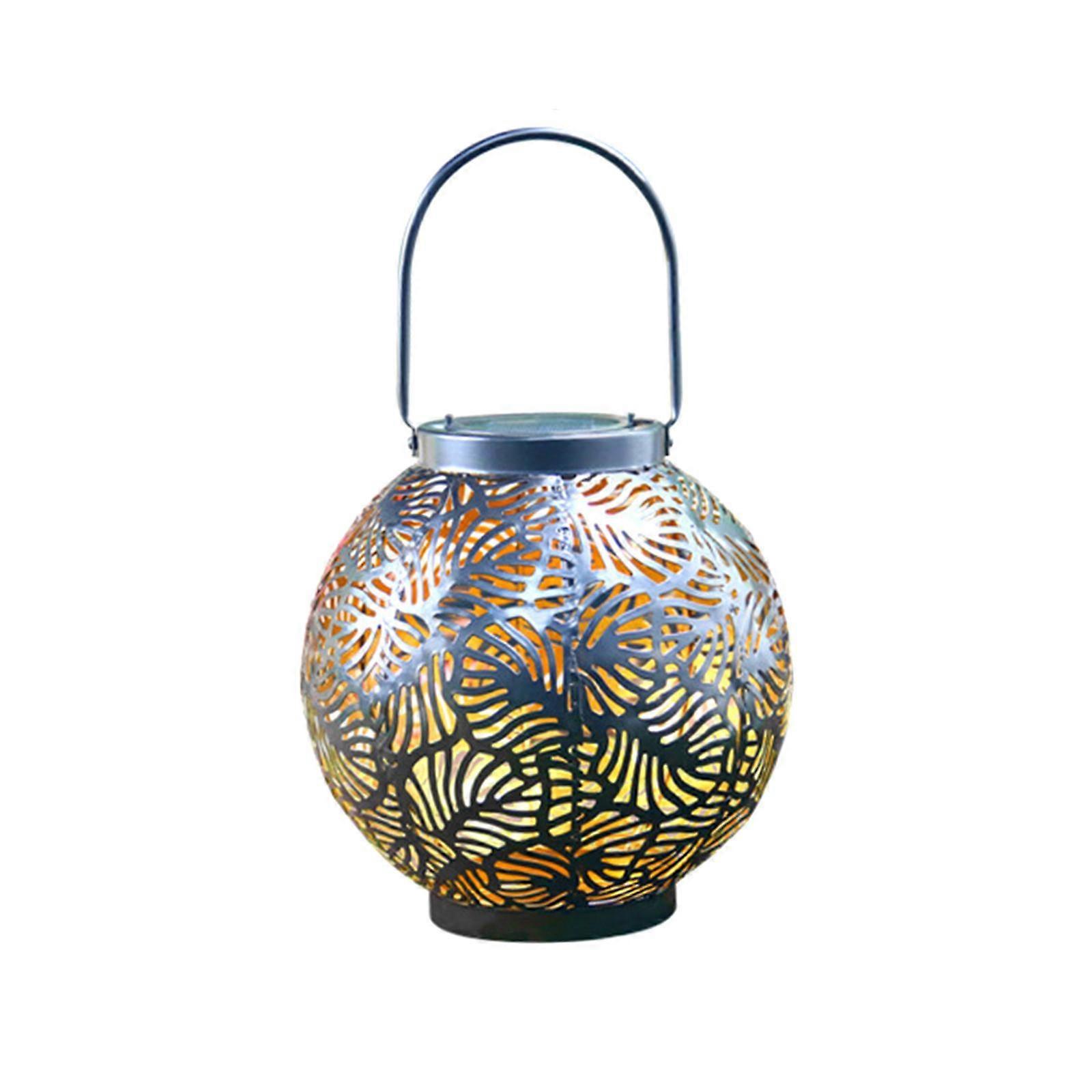 Solar Powered Garden Lights Lantern Hollowed Out Pattern Waterproof Durable