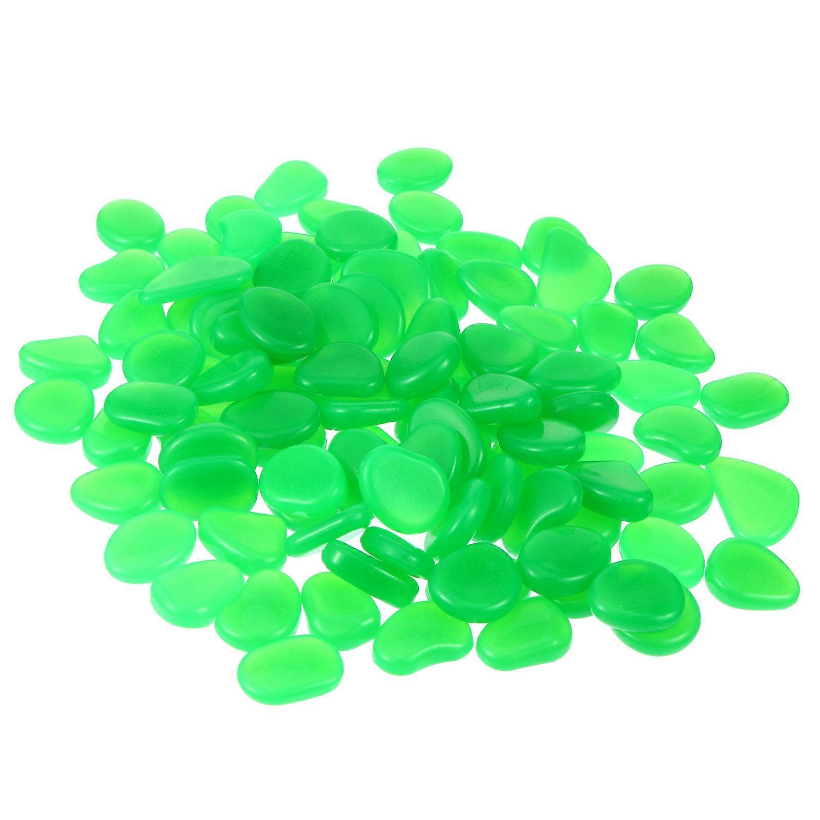 Green Luminous Aquarium Stones for Fish Tank Decoration 100Pcs Synthetic Material Glow in Dark Pebbles