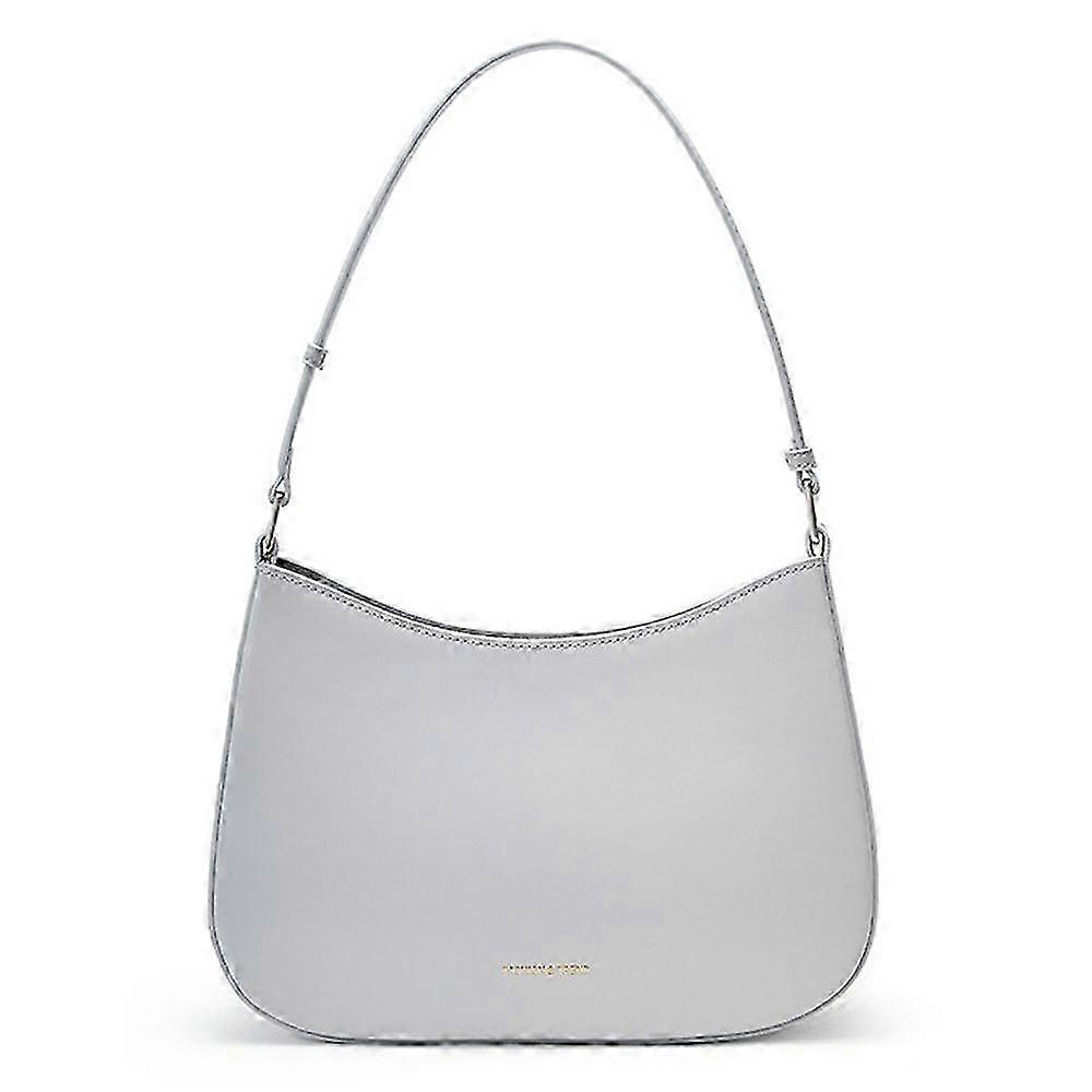 French Baguette Cowhide Two-Layer Shoulder Tote Bag - Gray White