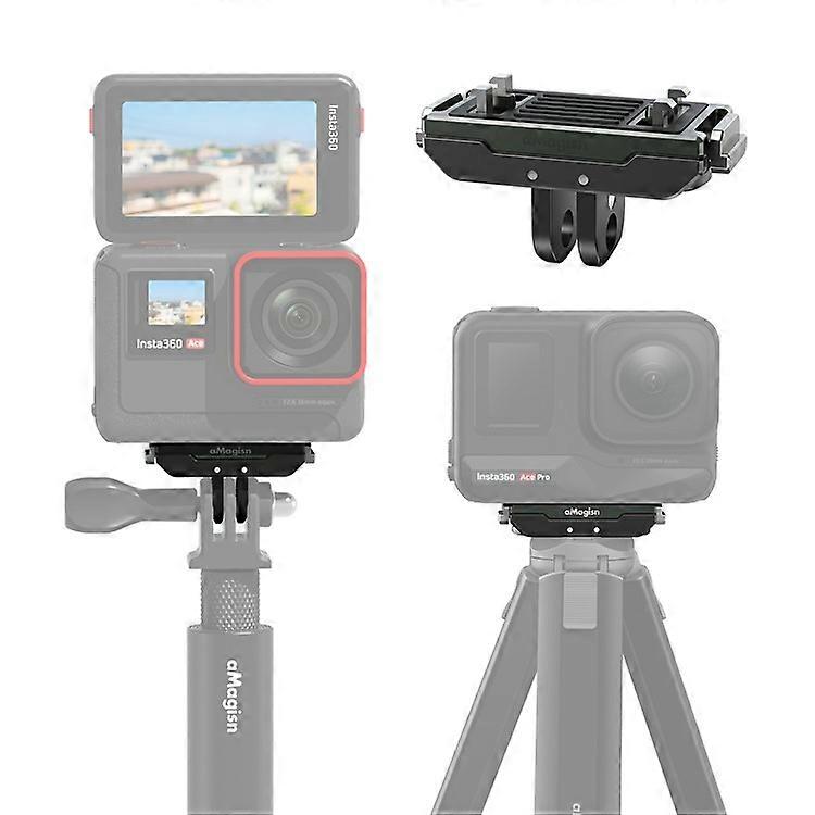 AMAGISN Compatible For Insta360 Ace Pro / Ace Action Camera Metal Magnetic Quick Release Adapter with Top Plate