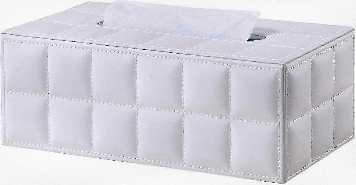 2025 White Rectangular Leather Tissue Holder