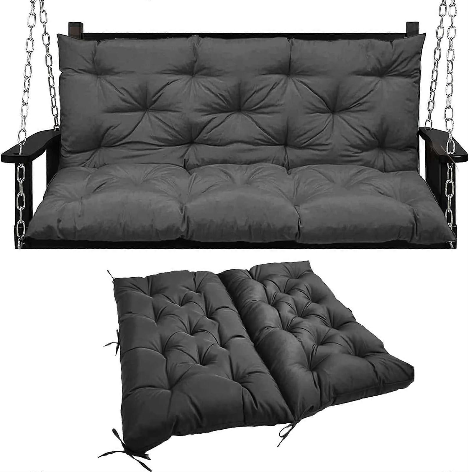 Swing cushions for terrace, waterproof, UVresistant, with backrest and straps (Dark Gray,60x40 inch)