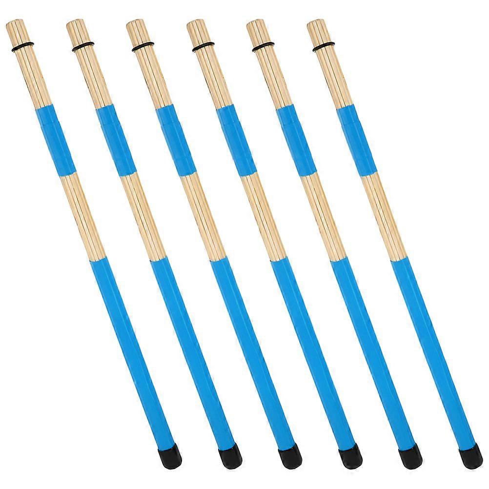Drum Brush For Percussion Instrument 3 Pairs Lightweight Accessories For Drummers Round Handle Blue