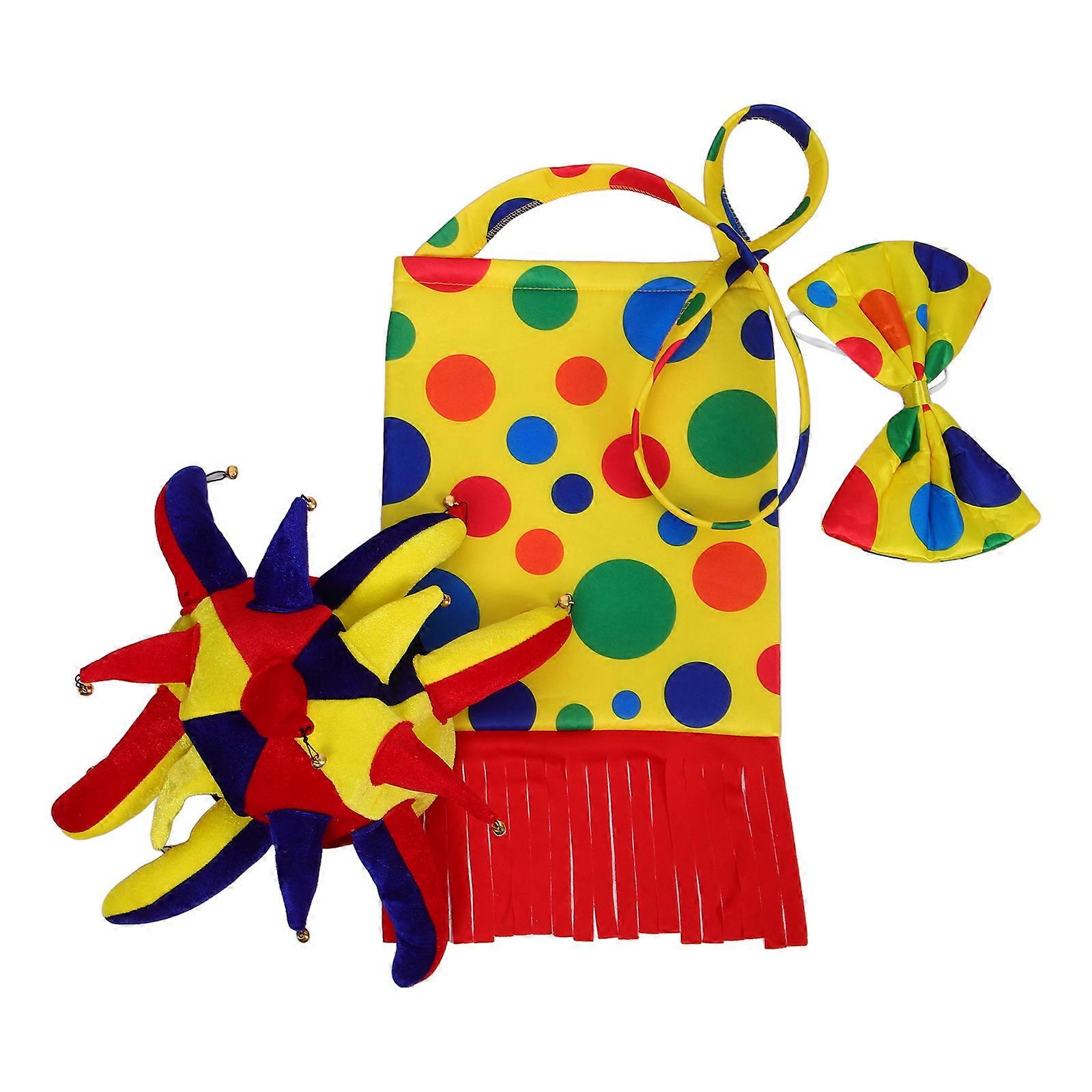 Halloween Clown Hat Prop Clown Kit Bowtie Bag Clown Design Costume For Men Women 1Set
