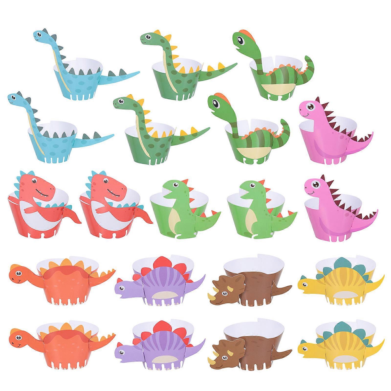 Cartoon Dinosaur Shape Cupcake Wrappers Professional Touch Assorted Color 10X10X9CM 30Pcs