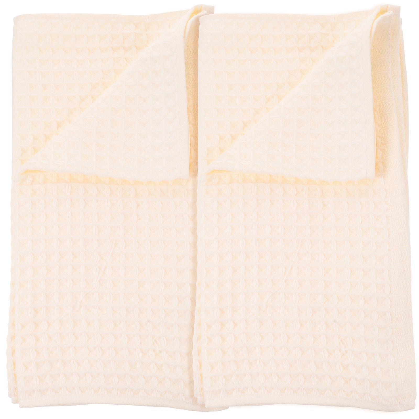 Kitchen Towels Cotton Waffle Towel Highly Absorbent For Kitchen Cleaning 35X35CM Beige 6Pcs