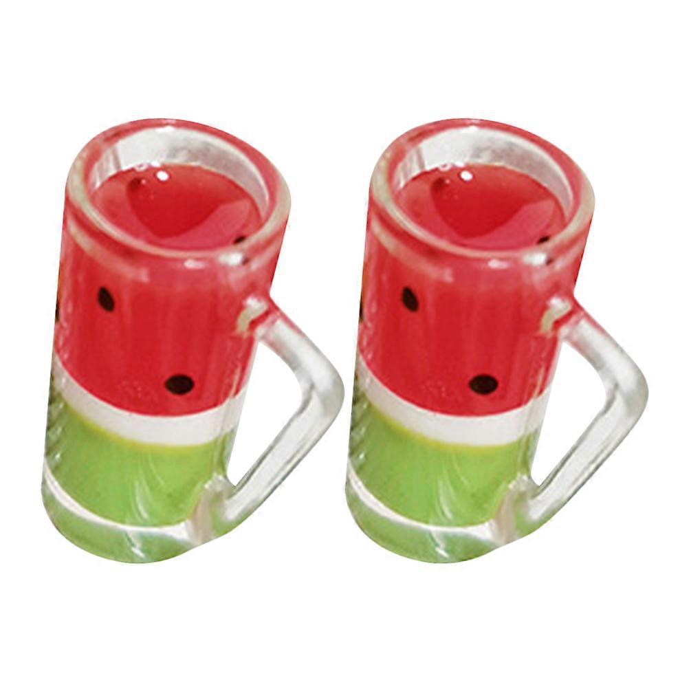 Miniature Dollhouse Fruit Juice Cup Mini House Beverage Model Compact Size Resin 2Pcs