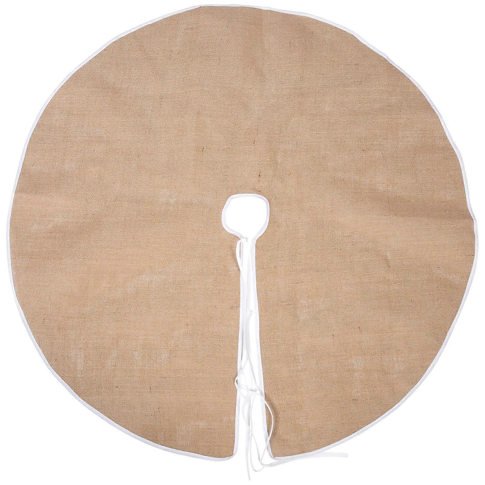Mini Burlap Tree Skirt DIY Linen Tree Dress Khaki Burlap Circular Decorative Tree Debris Protection 1Pcs