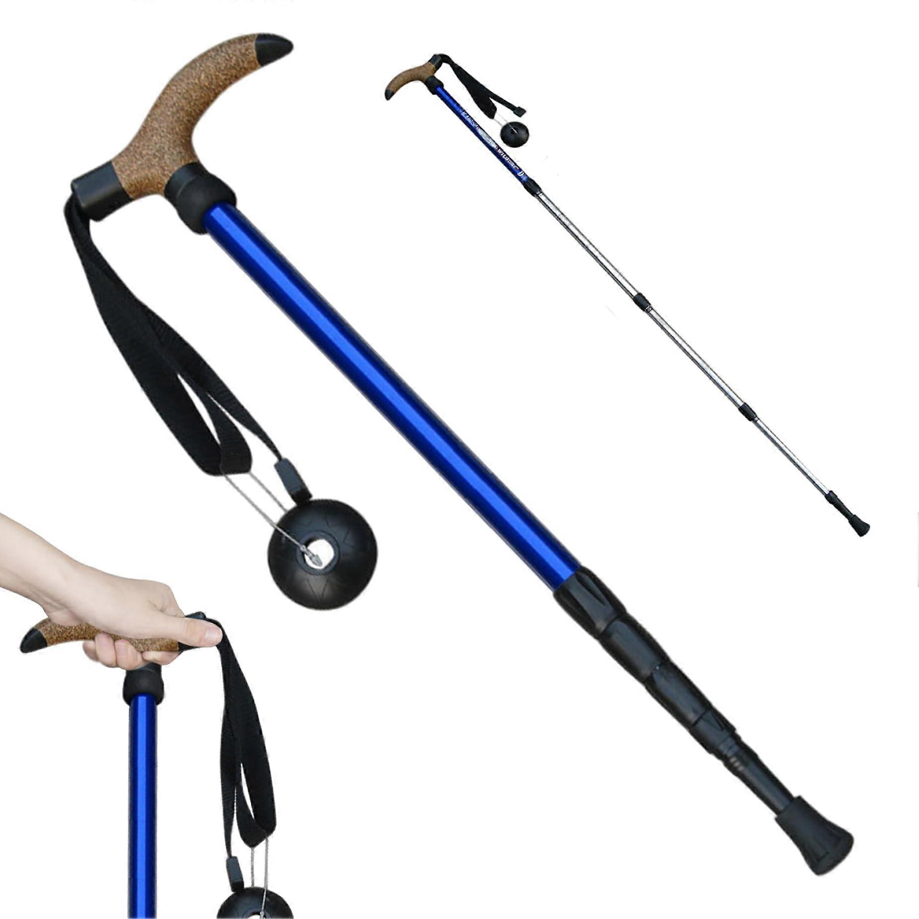 Wanderstangen Teleskop Aluminiumlegierung Walking Sticks mit Holzgriff Federpuffer Schlammschutz und verstellbarem Handgelenksgurt