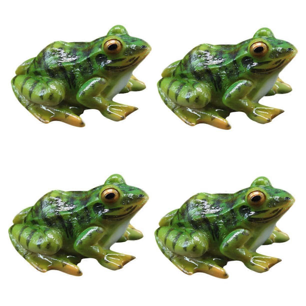 4Piece Micro Landscape Simulation Frog Ornament Soft Toy Fake Frog Pool Figure Mechanical Frog Sticker Frog Pen Frog for Outdoor Use