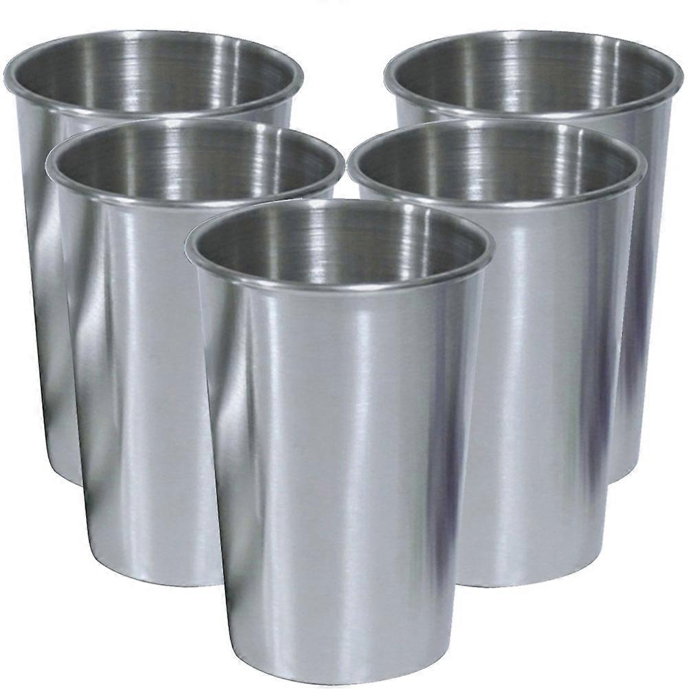 Stainless Steel Cup Drinking Vessel Multi Function Water Cups Household Beer Cups Home Supply Silver 10X7.9X6CM 360ml Water Storage 5Pcs