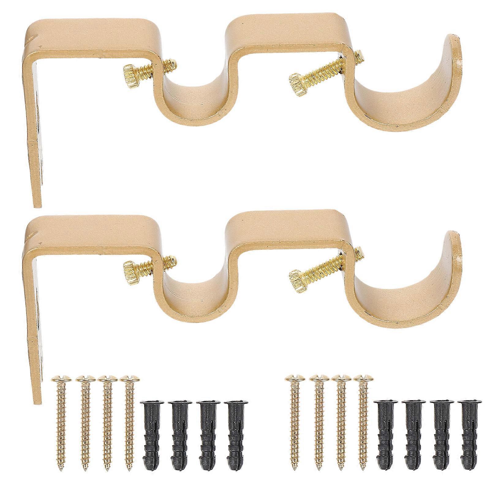 Curtain Rod Supplies Bracket Holder Simple Style 12.00X5.40X1.50CM Iron Golden 2 Sets