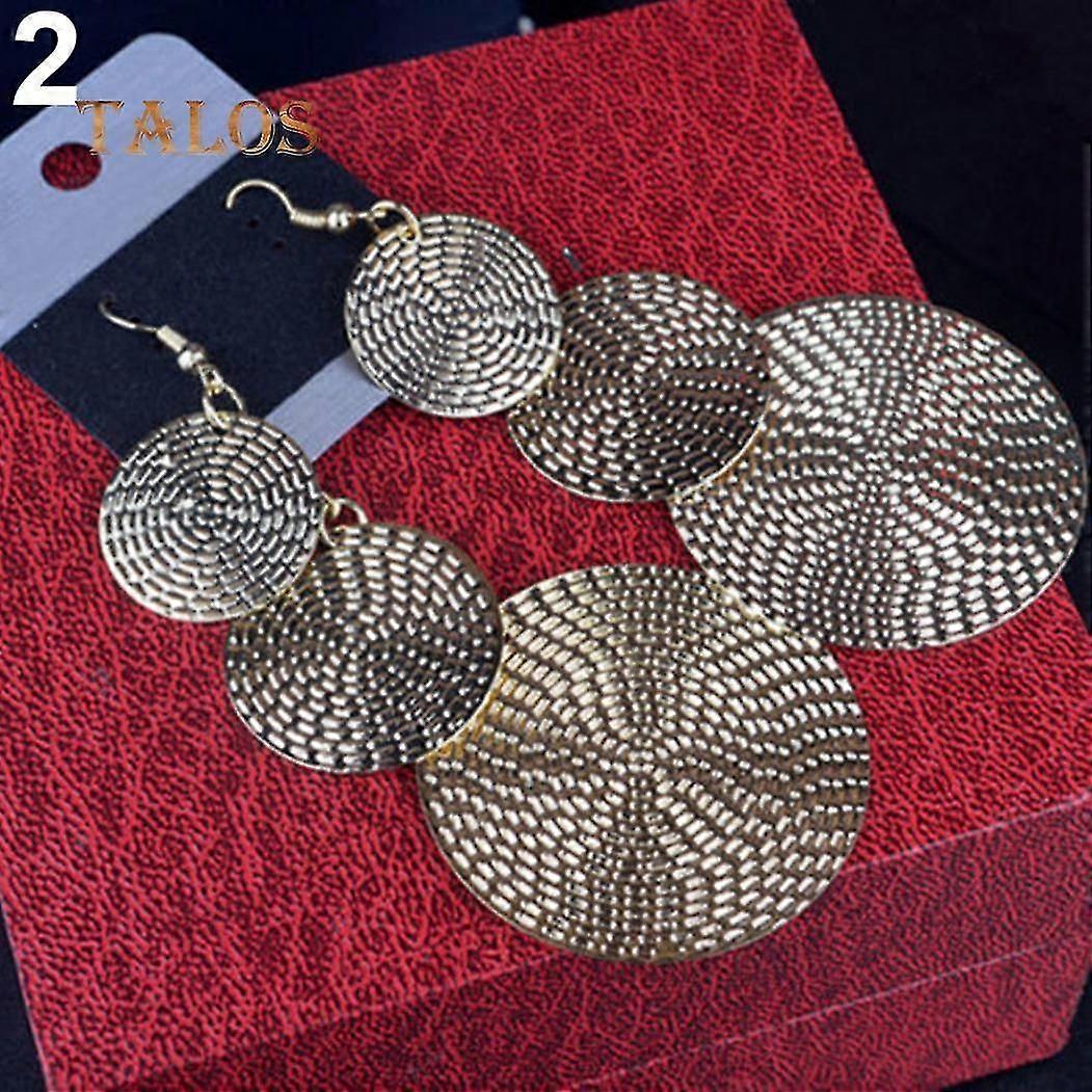 Charming 3 Layers Elegant Multi-Layer Round Long Dangle Hook Earrings Jewelry Decor for Lady