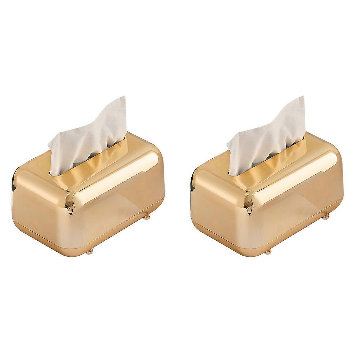 Luxury Golden Tissue Boxes Storage Napkin Holder Paper Case Organizer