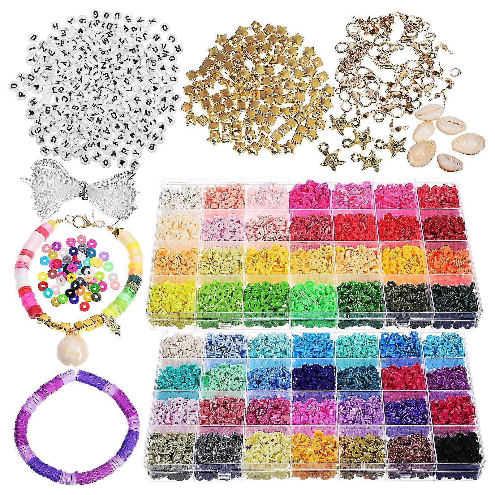 Clay Beads Bracelet Making Kit Diverse Styles Jewelry Creation Assorted Color 0.60X0.60X0.10CM Diy Craft Supplies 1Set