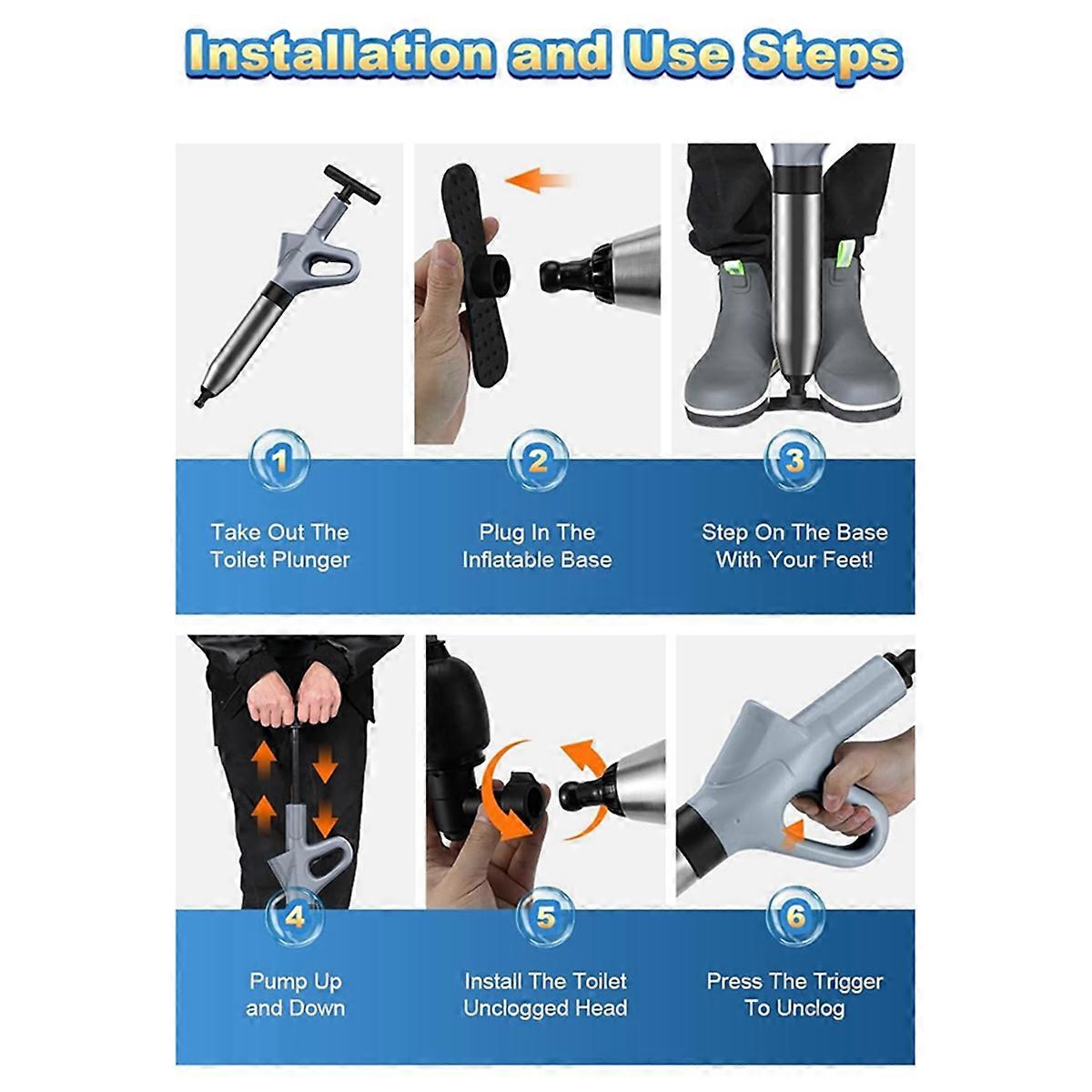 Toilet Plunger, Toilet Plunger, Air Drain with Real-Time