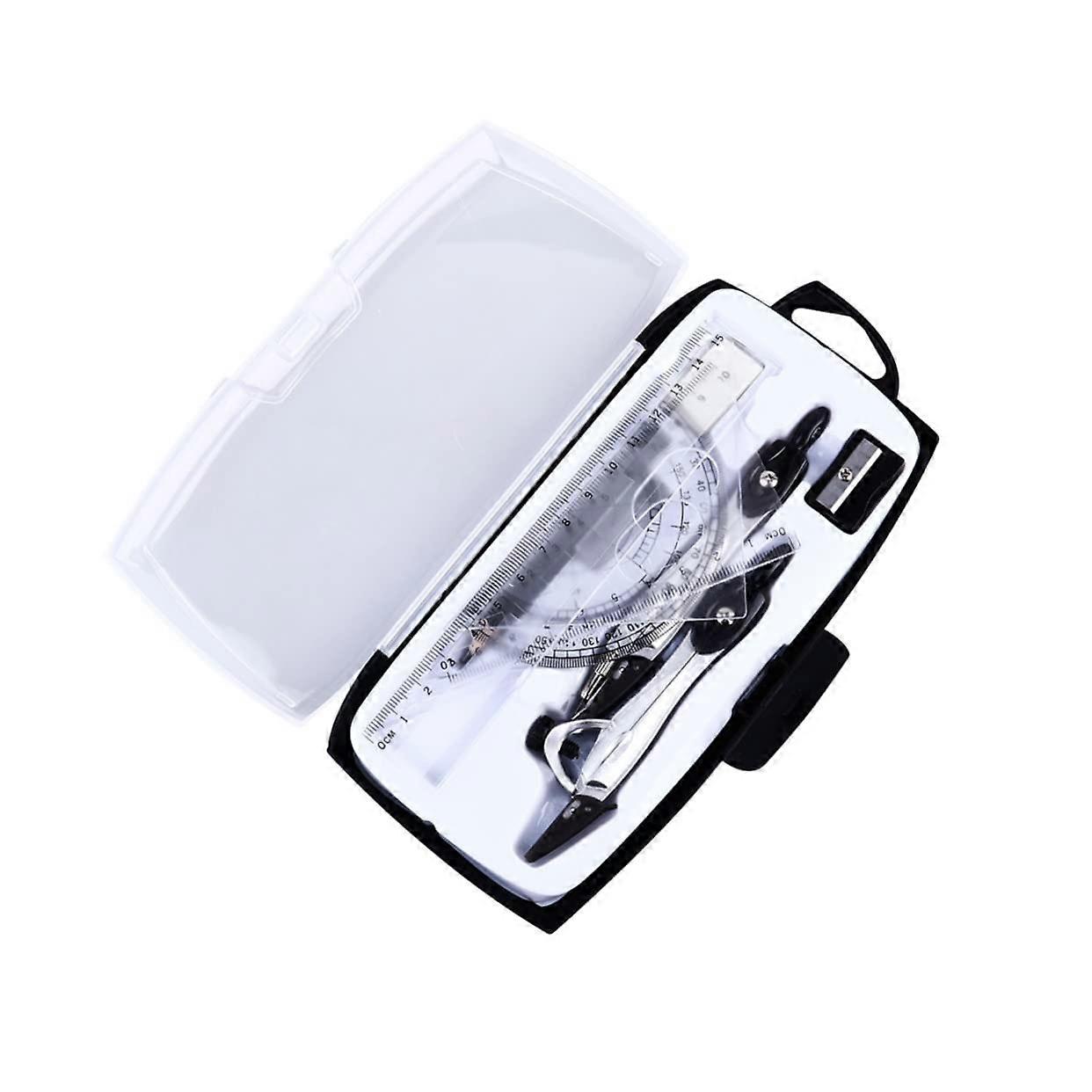 10-in-1 Pencil Operated Protractor Ruler Set for School Geometry, Adjustable Measuring Tool with Circle Sharpener