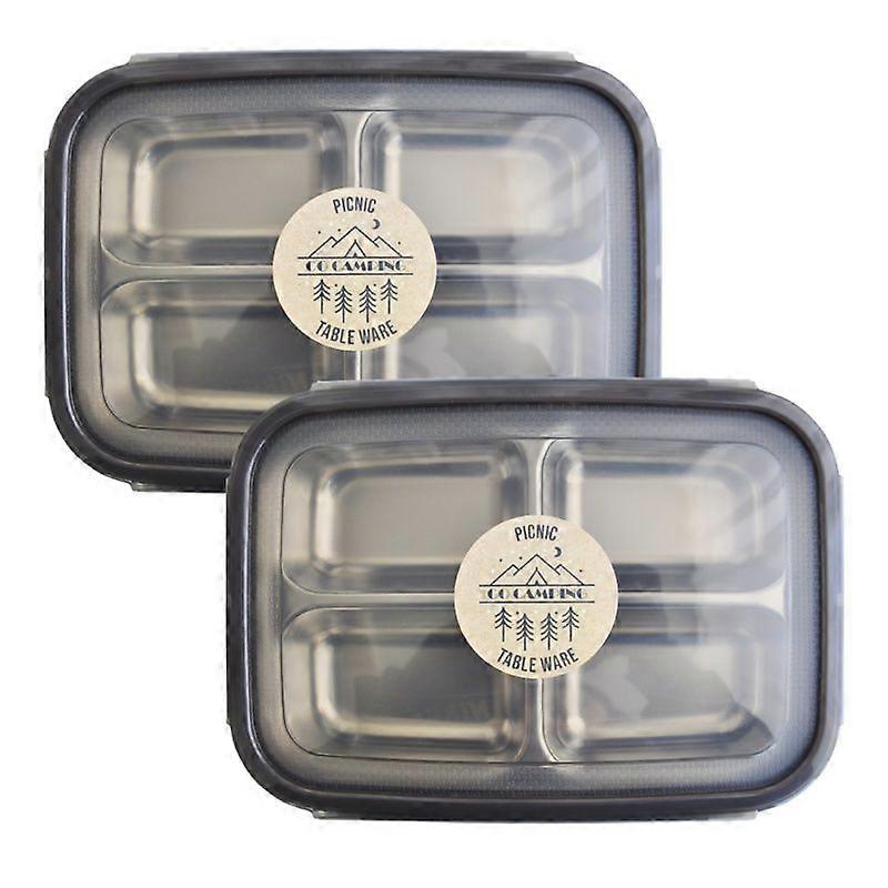 Kitchen oil camping stainless steel sharing sealed container 4 compartments, 2 pcs, individually