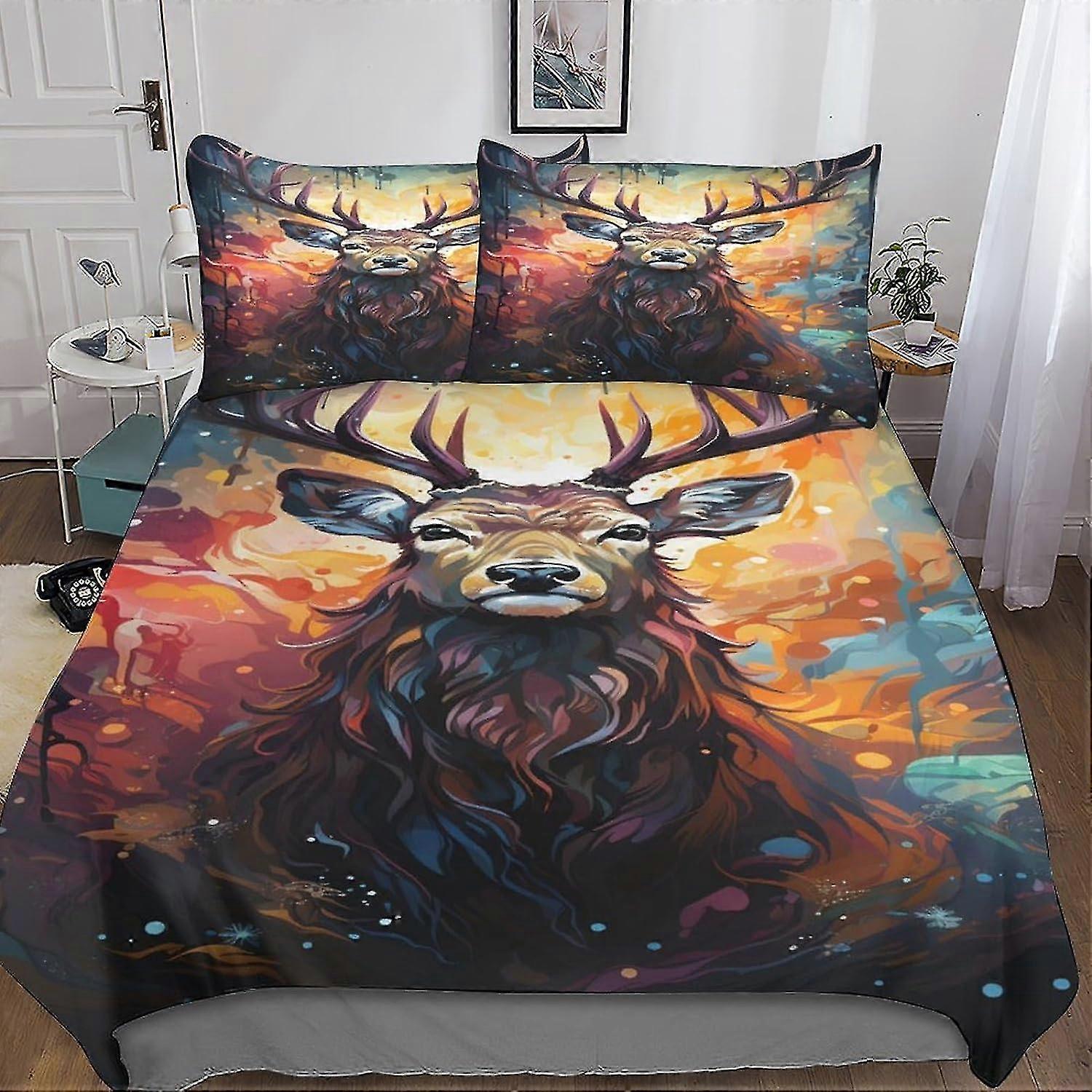 3D Animal Print Duvet Cover Set, Microfiber Polyester Bedding with Pillow Shams, 3 Pieces, Zipper Closure
