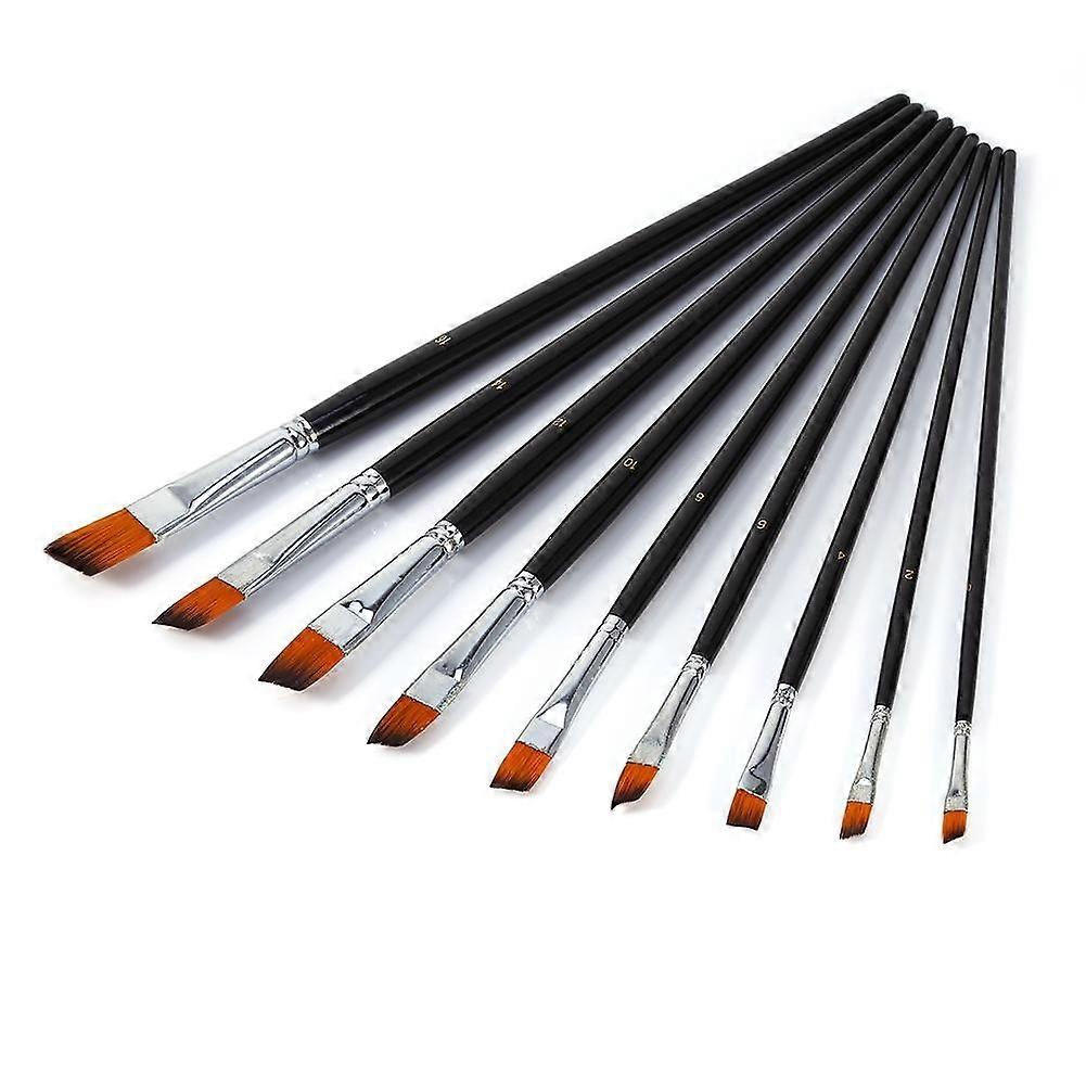 9Piece Fine Detail Brush Set, Nylon Flat Brush, Size 016