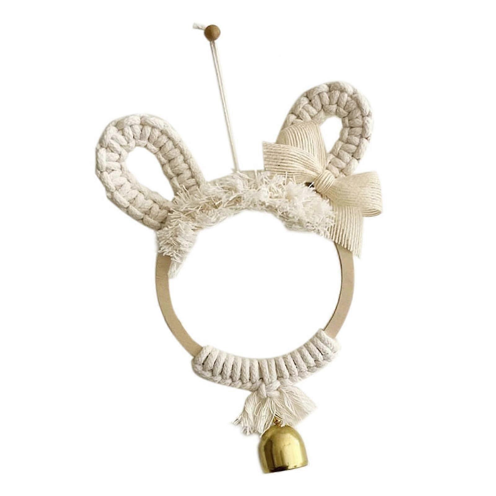 Handcrafted Cat and Rabbit Pendant with Bells, Colorful Cotton Rope for Home Decoration, Unique Animal Charm