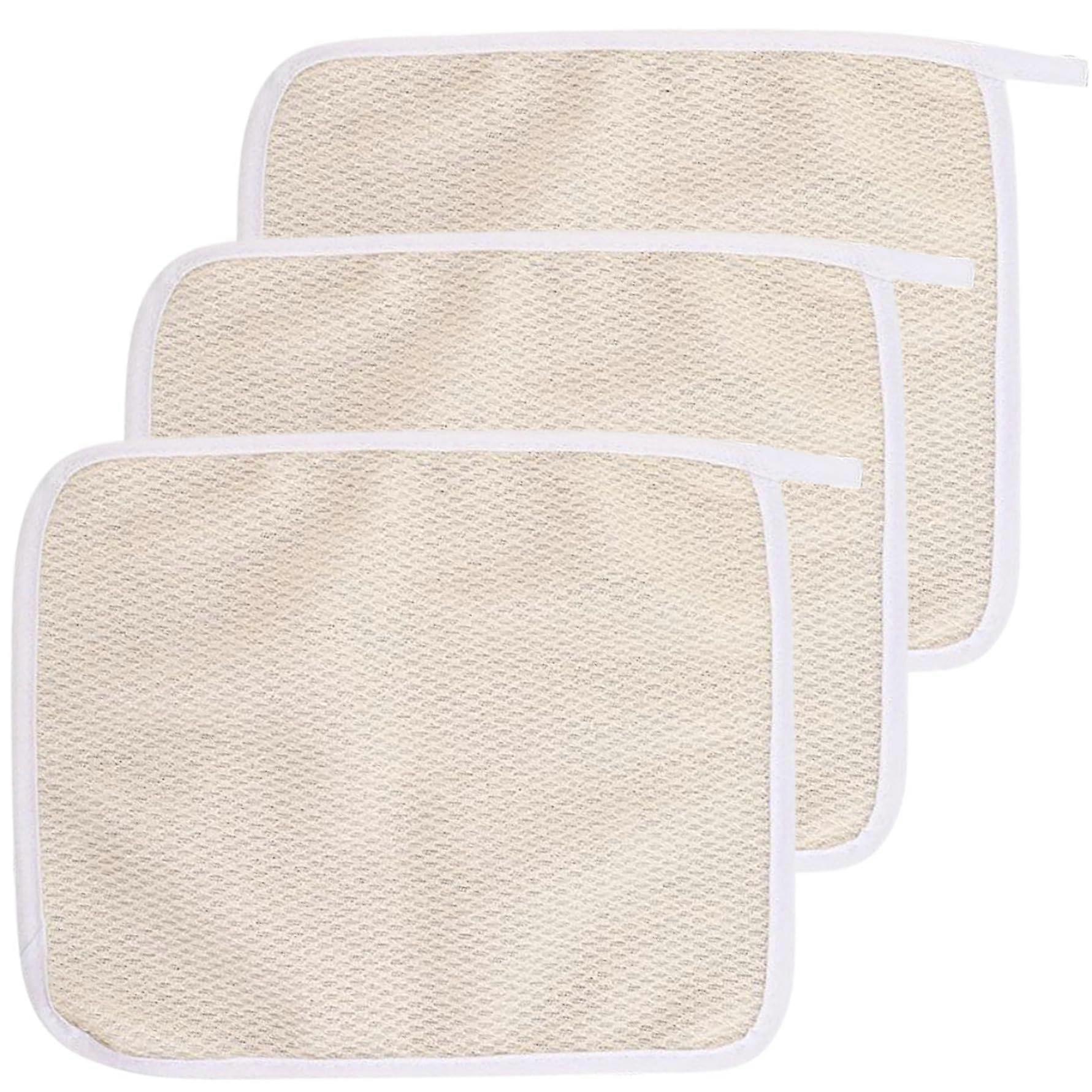 Exfoliating Body Scrubber Nylon Woven Bath Cloth With Hanging Loop 10.24 X 8.66 In Pack Of 3