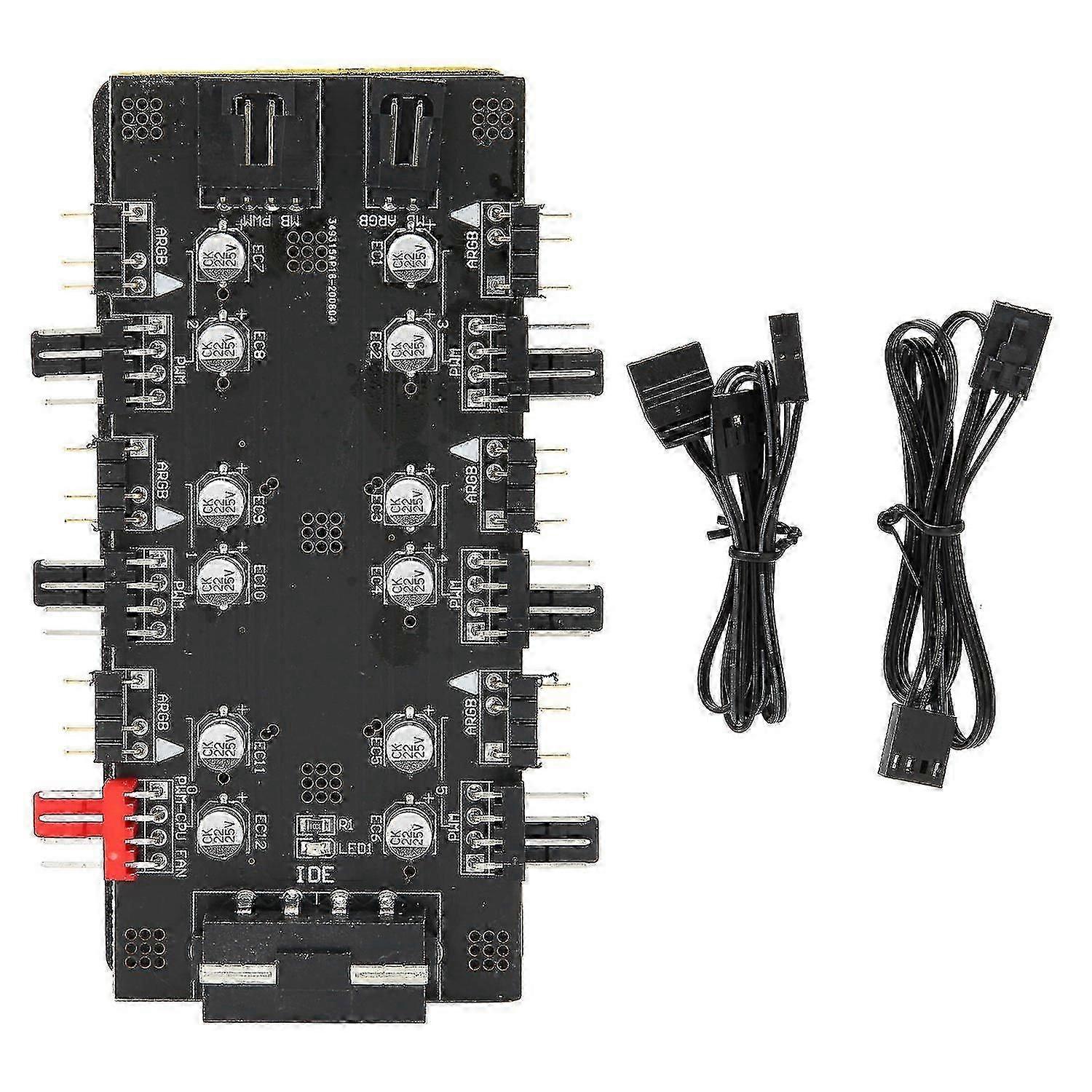 Splitter Hub a 6 vie 4PIN PWM Regolazione della velocità 3PIN ARGB Light Control Expansion BoardIDE Interface-YM