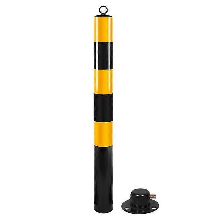Parking barrier, round bollard, yellow powdercoated, warning post, barriers, driveway post with lock, safety warning column, traffic cone