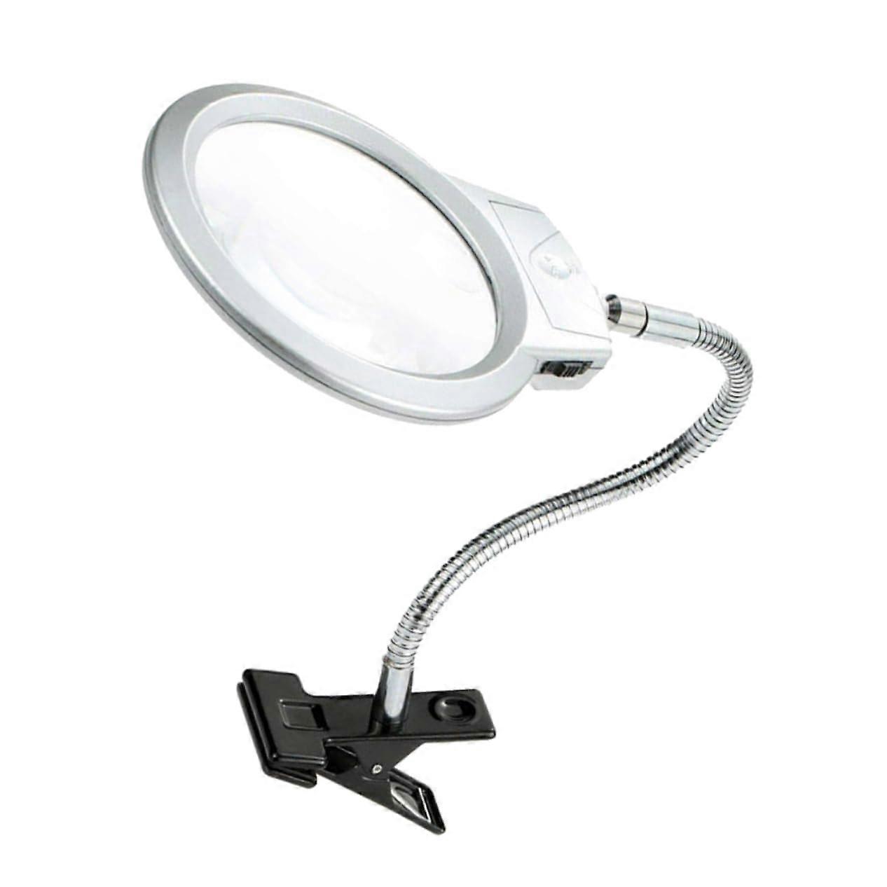 Clip-On Desk Lamp with Magnifying Glass, Flexible Reading Light for Home and Office, Battery Operated, Ideal for Work and Crafts