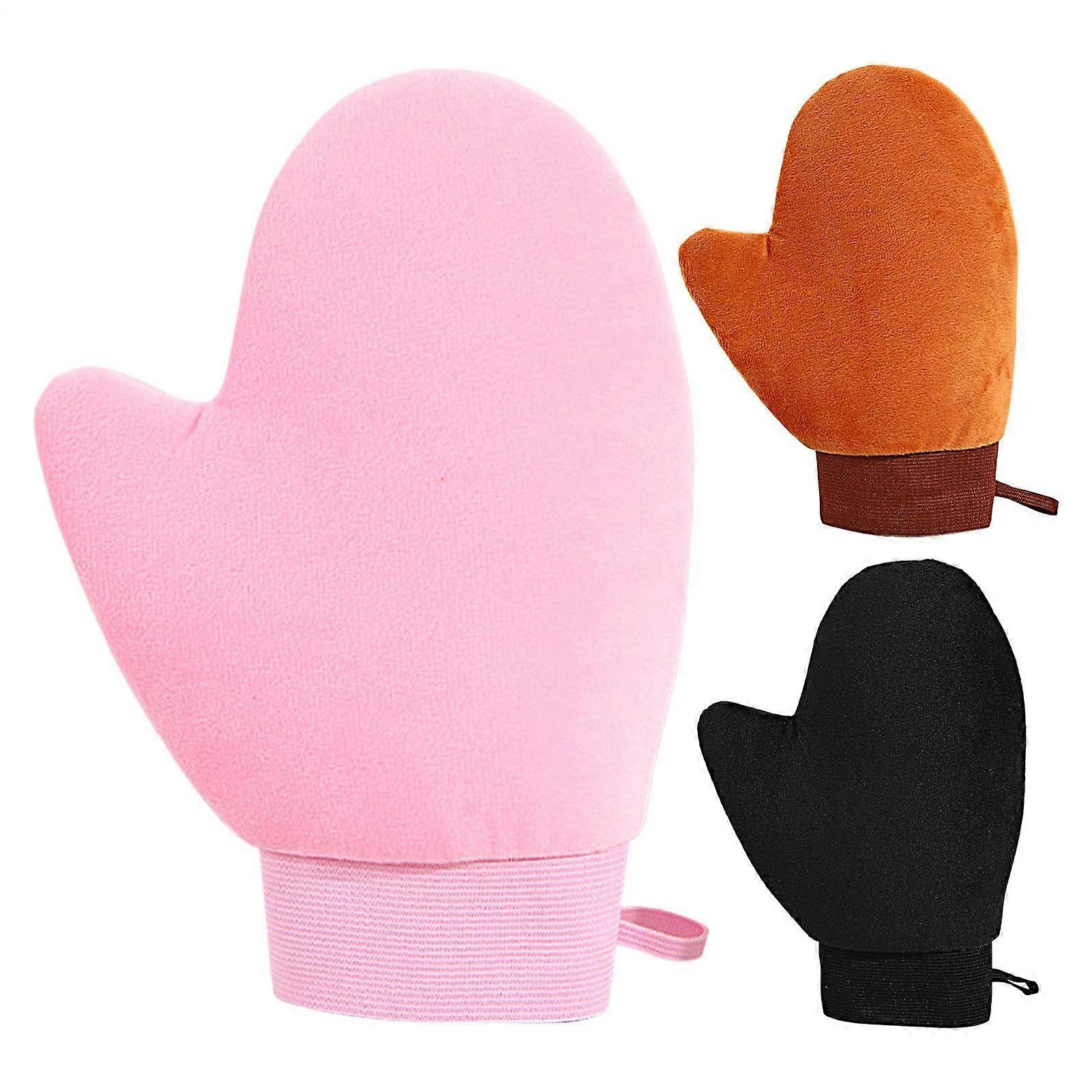 Sunless tanning gloves, applicator, soft, portable for sensitive skin, women, men, 3 pieces.
