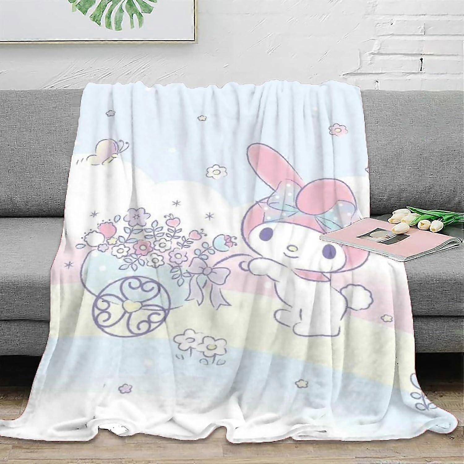 Flannel Throw Blanket, 3D My Melody Print Lightweight Soft Warm Plush Blanket