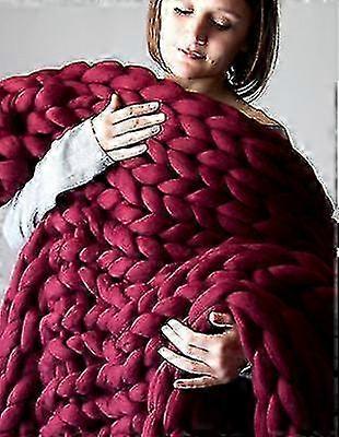 Super Thick Handwoven Wool Blanket for Sofa - Knitting Thick Thread Cover