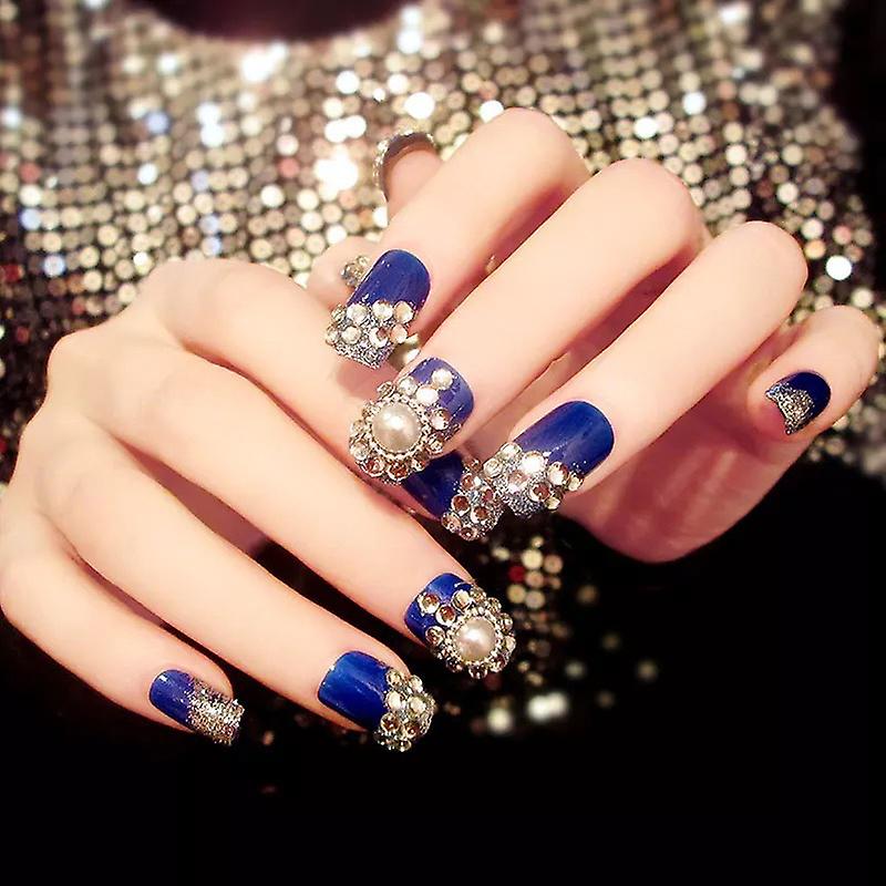 24pcs Fake Nail Patch Glue Type Removable Short Paragraph Nail Patch New