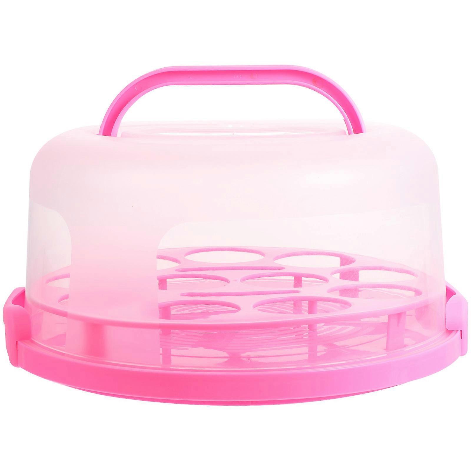 Plastic Cake Container With Lid And Handle For Women Pink 30X30X15.6CM Display 1Set